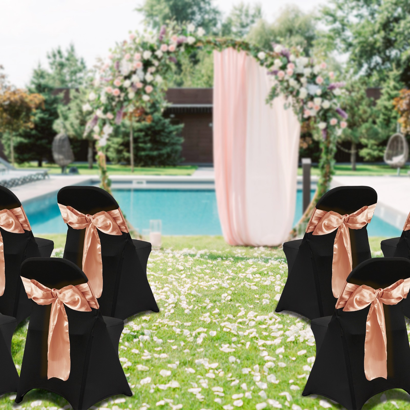 VEVOR 50PCS Black Stretch Spandex Folding Chair Covers for Wedding Party Dining