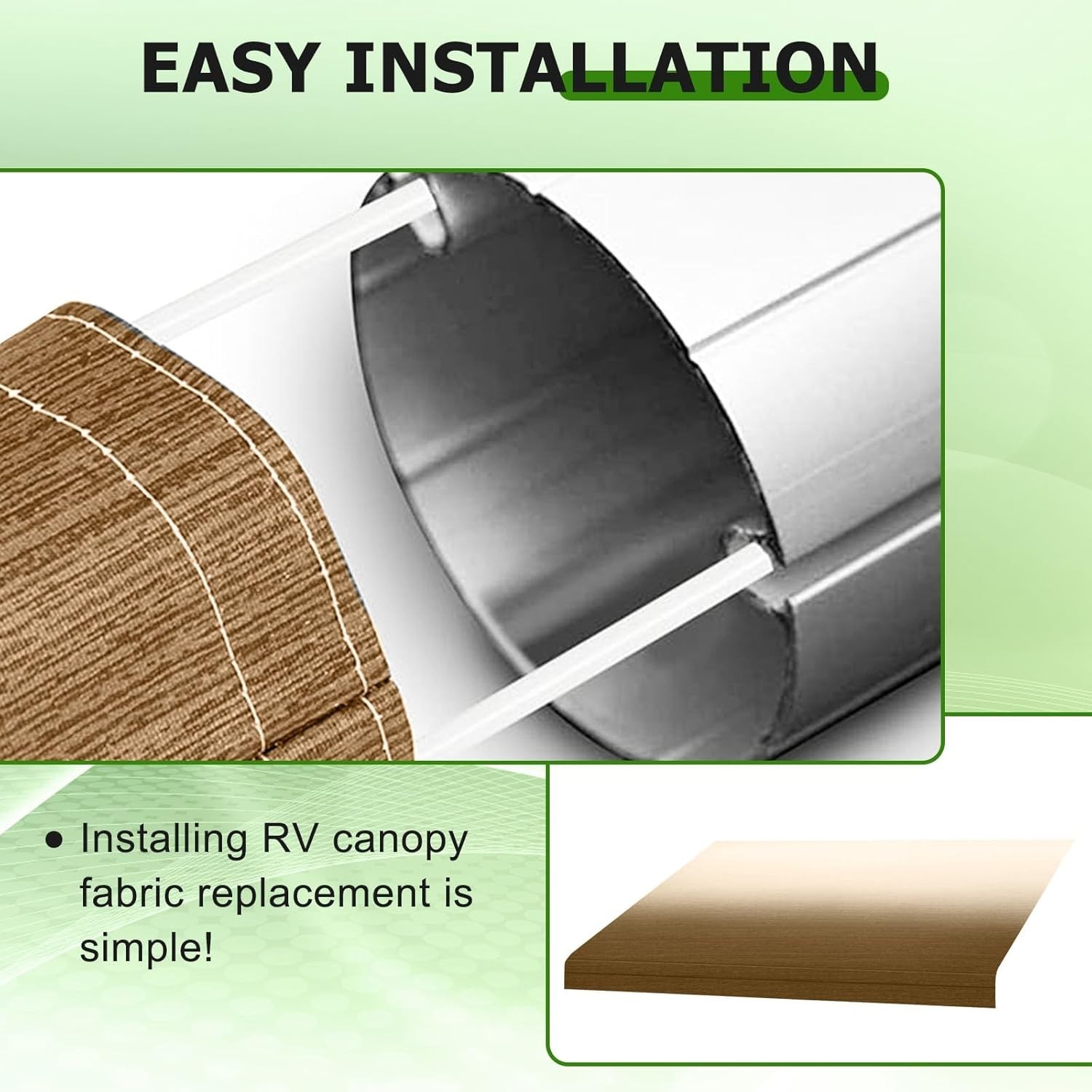 YELLOW 12'x8' RV Awning Fabric Replacement Heavy-Duty Weatherproof Vinyl