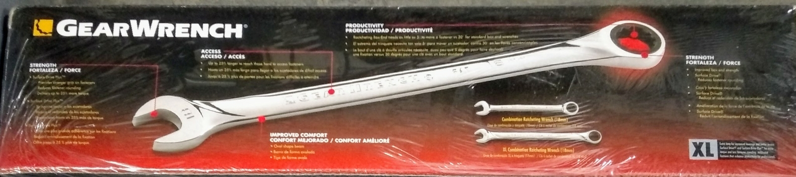 GearWrench 85197R 7 Piece SAE XL Combination Ratcheting Wrench Set