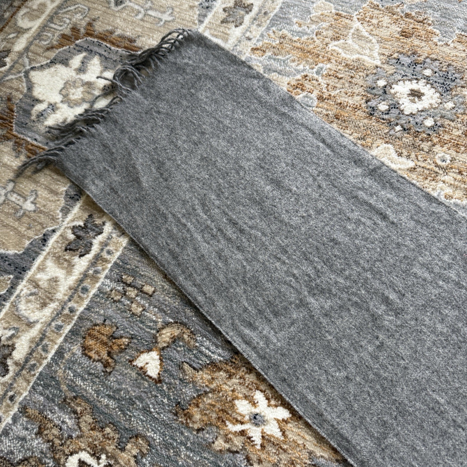 Vintage Lirard 100% Camel Hair Scarf Gray Made In Germany Minimal 50” Length 80s