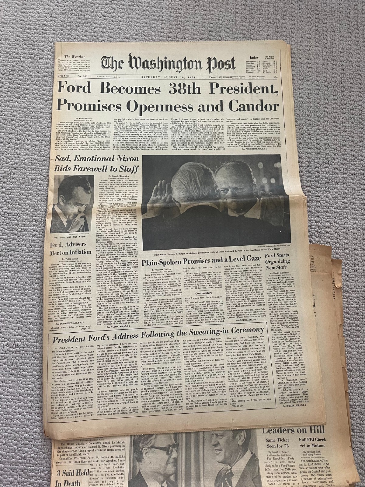 VINTAGE! Washington Post Ford-Nixon-Rockefeller Headlines 1974 Set of 4!