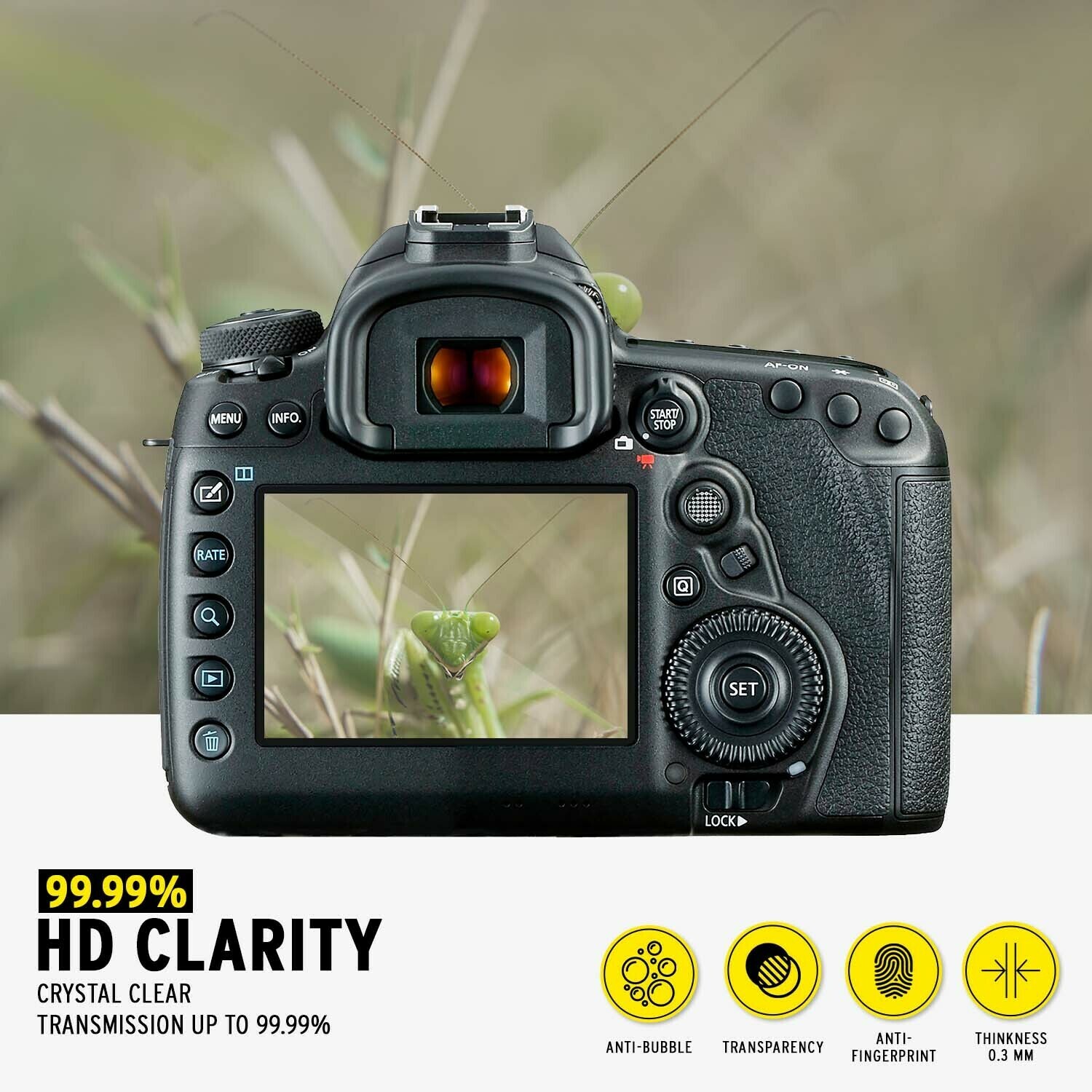 Koah LCD Ultra Armor Screen Protector for Canon 5D Mark IV, Mark III, 5DS, 5DS R