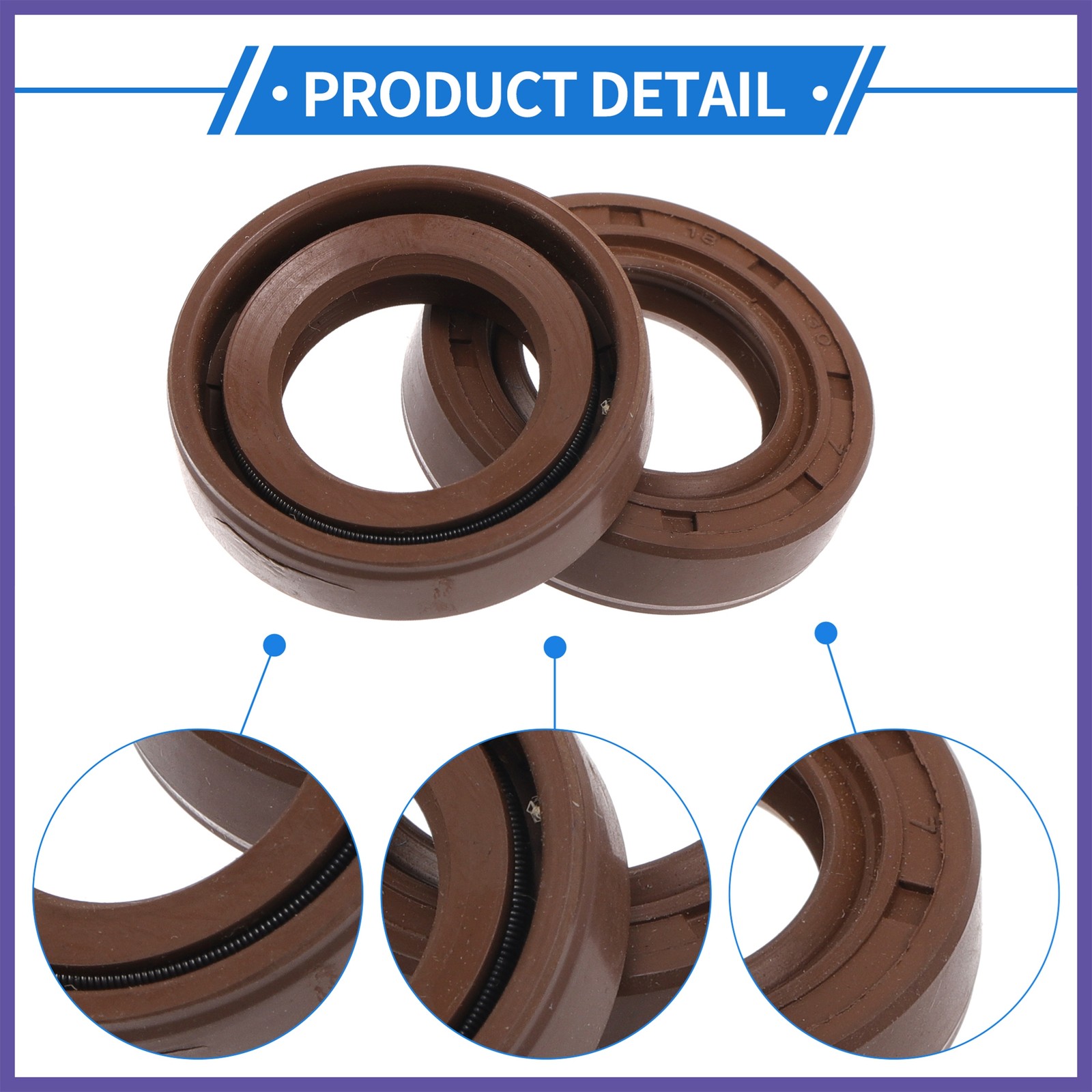 Oil Seal Seal Ring Rotary Shaft Seal FKM Rubber 18x30x7mm 2 Pcs