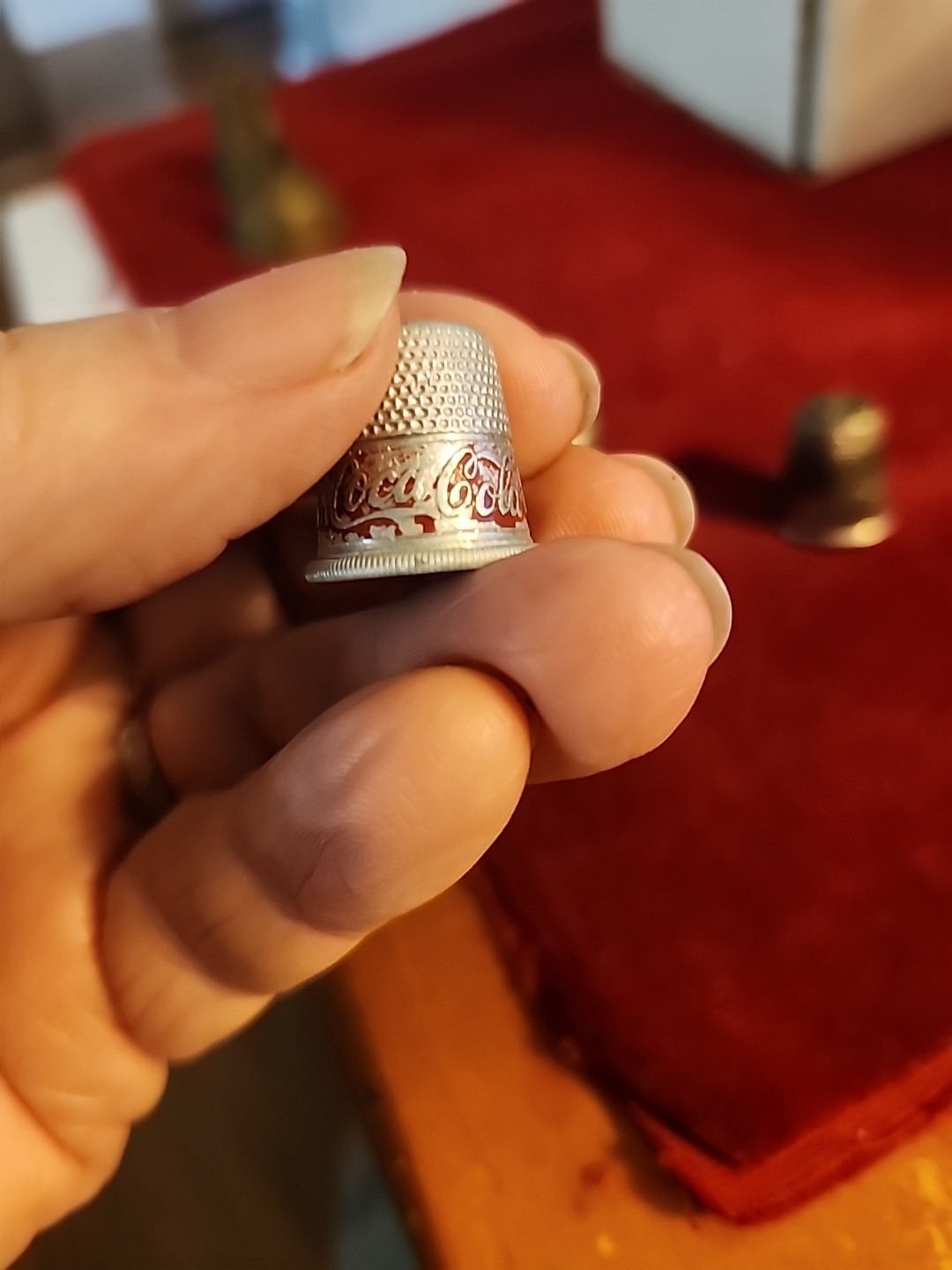 Vintage Aluminum? Thimble Advertising "Drink Coca-Cola in Bottles" Lot Germany