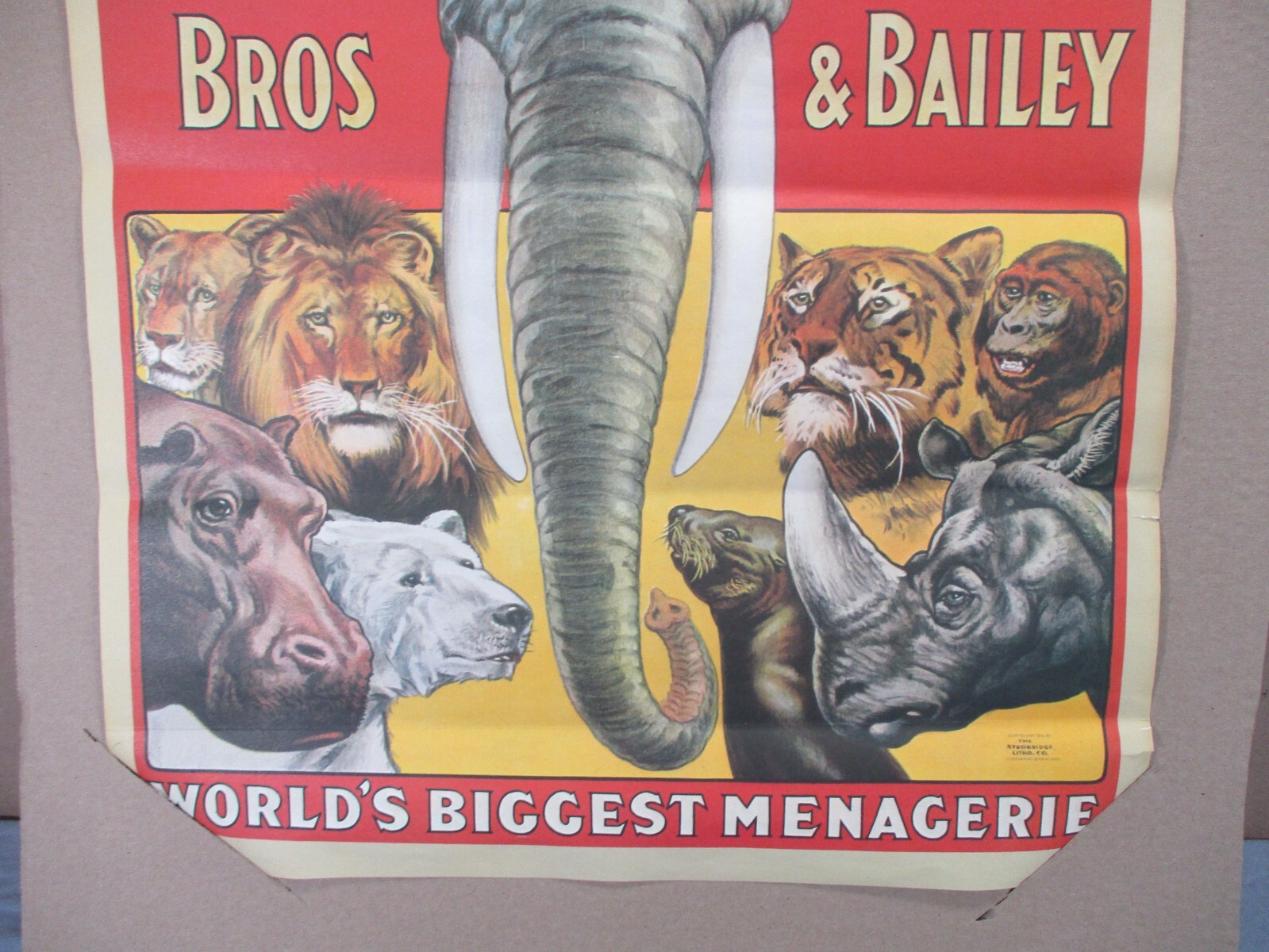 Vtg 1960s Ringling Bros Barnum Bailey Giant Consolidation Circus Animals Poster
