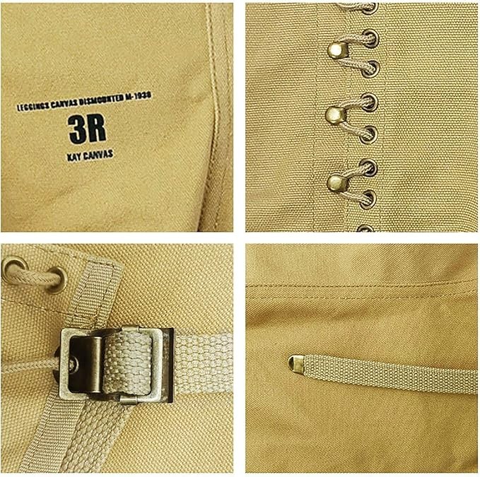 Canvas Leg Gaiters For Men WWII Reproduction M1936 Hiking Army Khaki Canvas, 3R