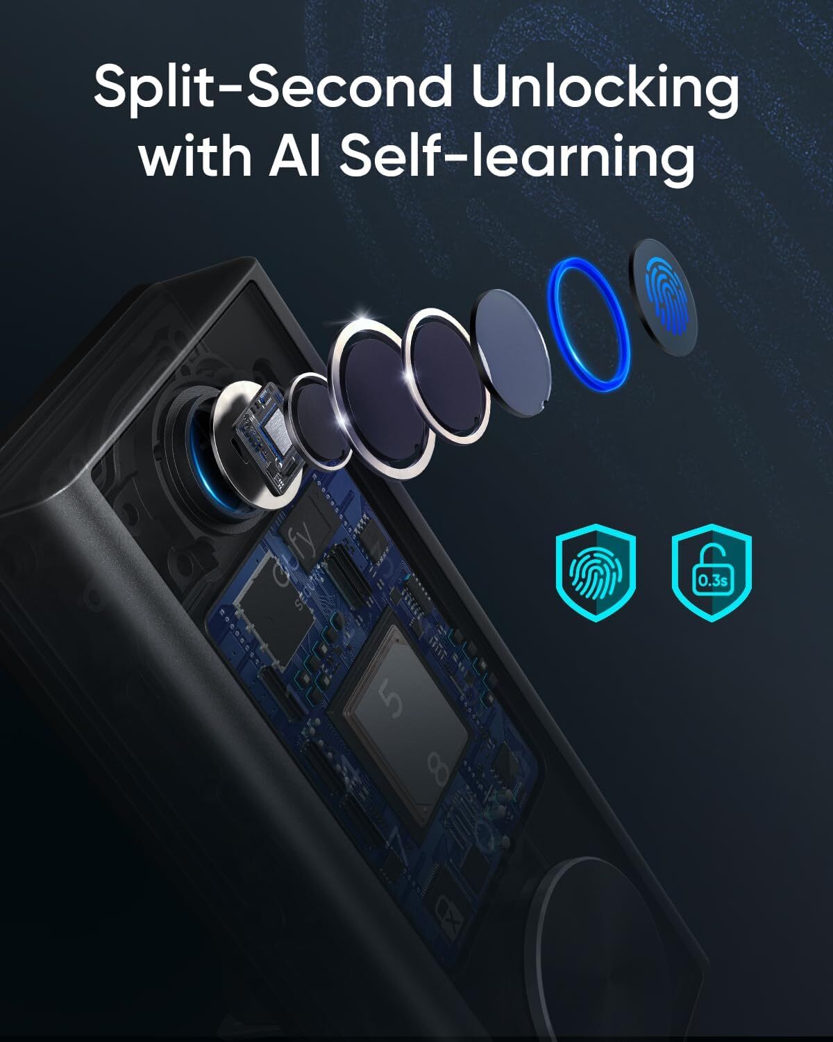 eufy Security Smart Lock S230 Keyless Fingerprint Door Lock Built-in Wi-Fi BHMA