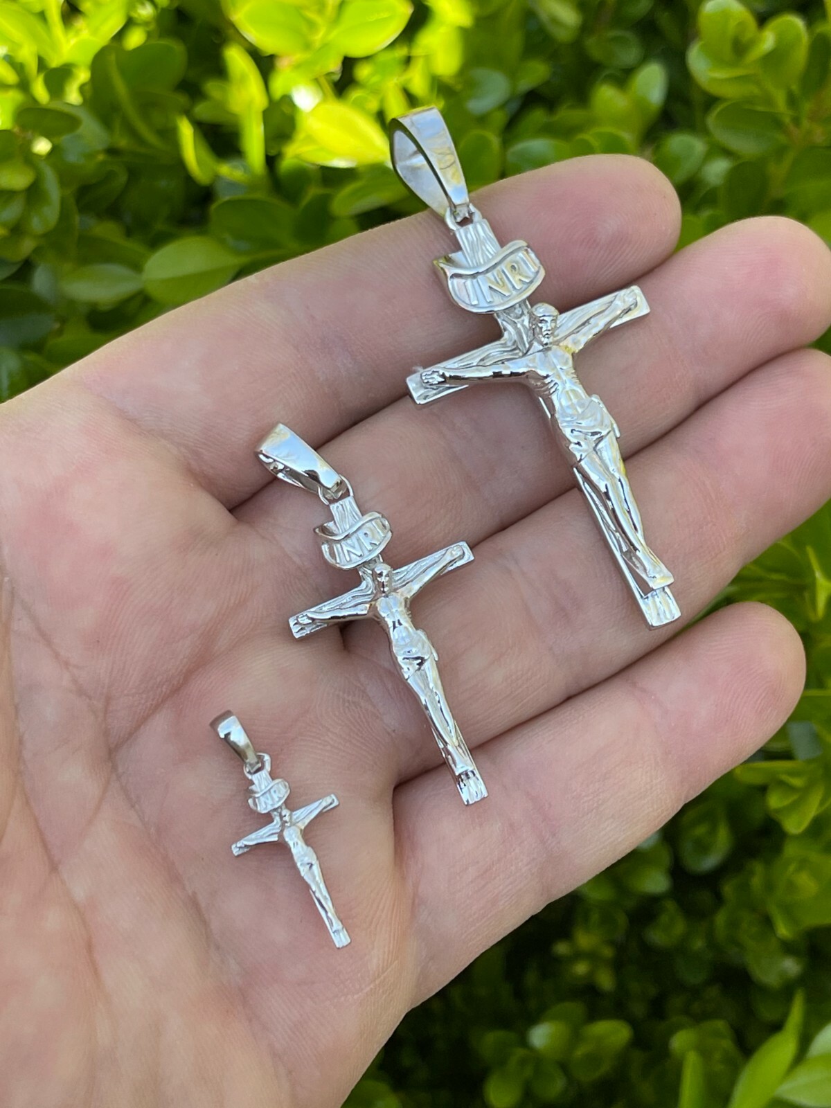Real Solid 925 Sterling Silver Mens Cross Jesus Piece Crucifix Pendant Necklace