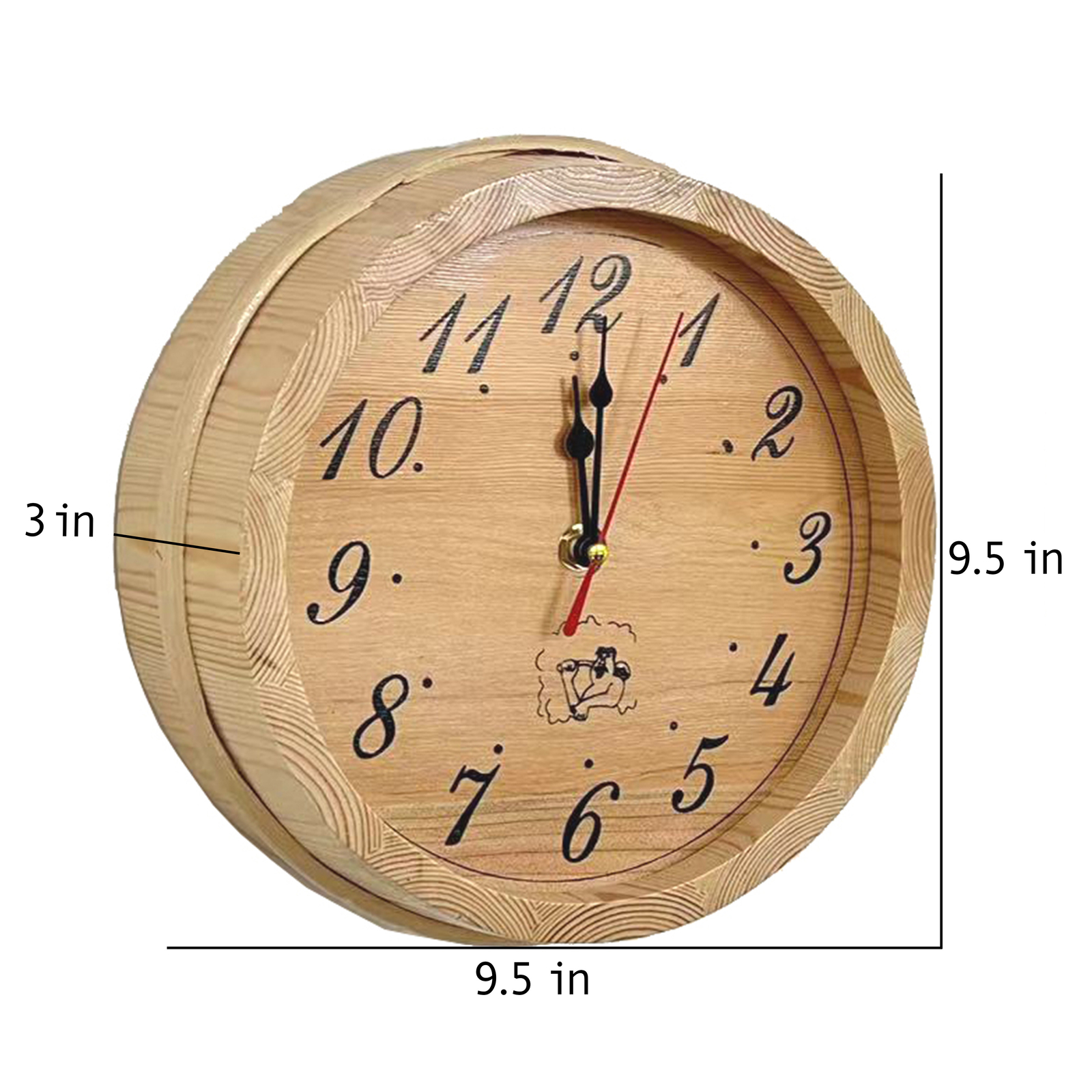 ALEKO Sauna Spa Analog Clock Finnish Pine Wood 9.5 inch Diameter