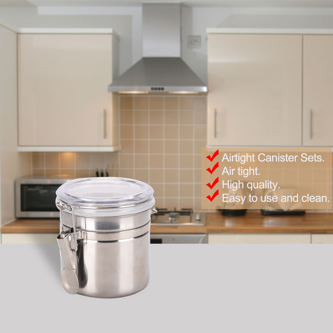 Stainless Steel Airtight Canister Kitchen Counter Food Container Storage 27oz