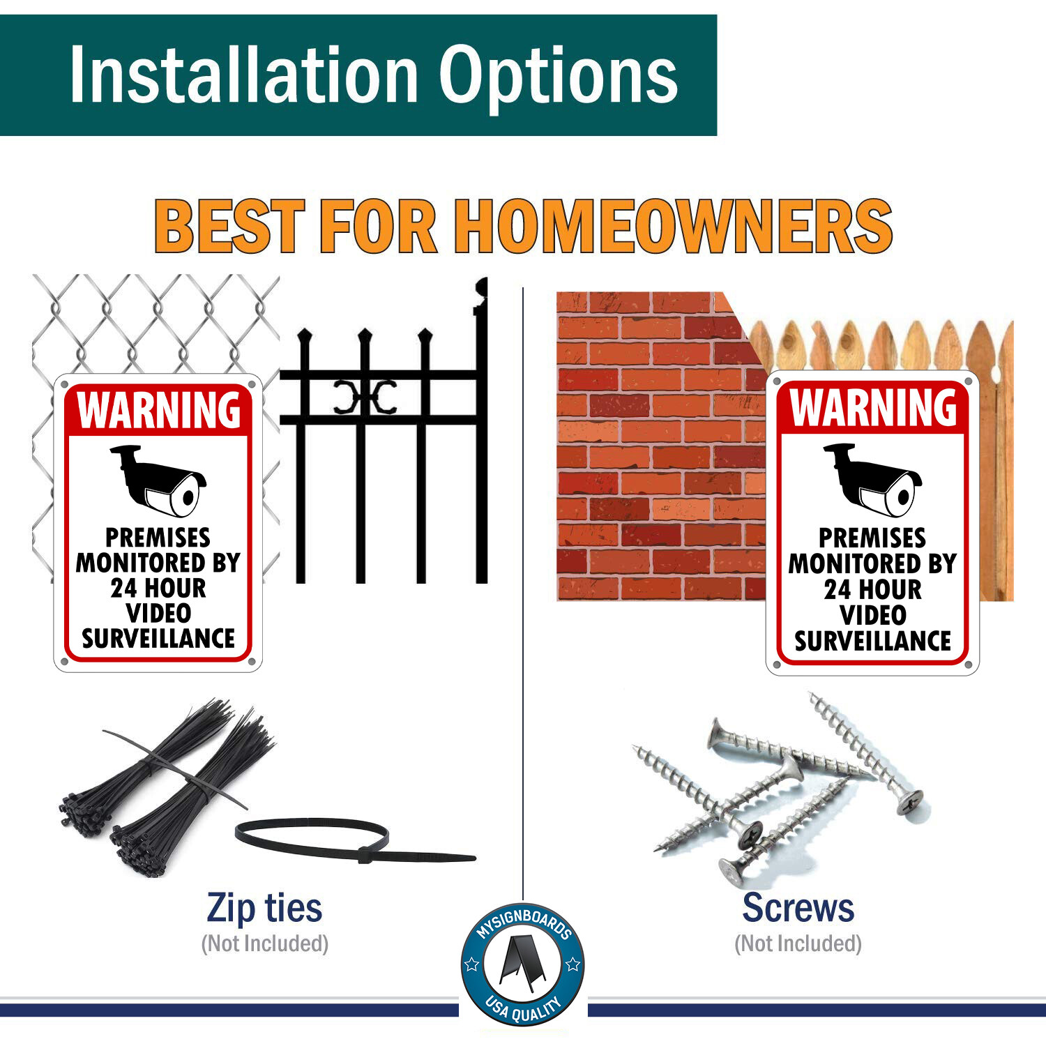 Warning Video Surveillance Sign Video Monitor Sign under 24 hour cctv BURGLAR