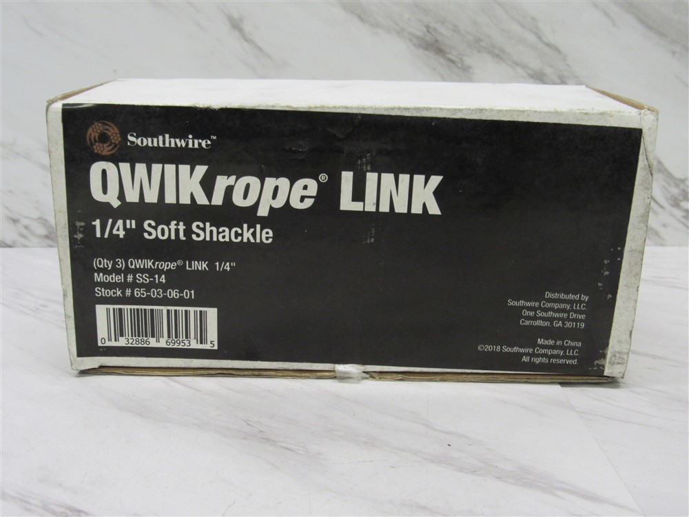 NEW in Box Southwire SS-14 QWIKROPE LINK SOFT SHACKLE 1/4" 3 Pack!