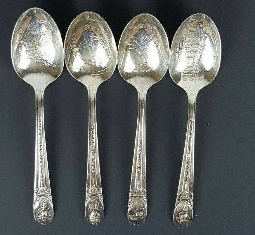 Lot of 4 Rogers manufacturing silver plated presidential spoons