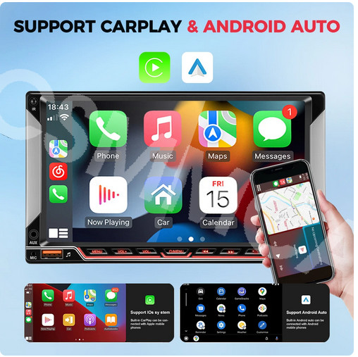 Touch Screen Car MP5 Player Bluetooth Stereo Radio GPS For CarPlay Android Auto