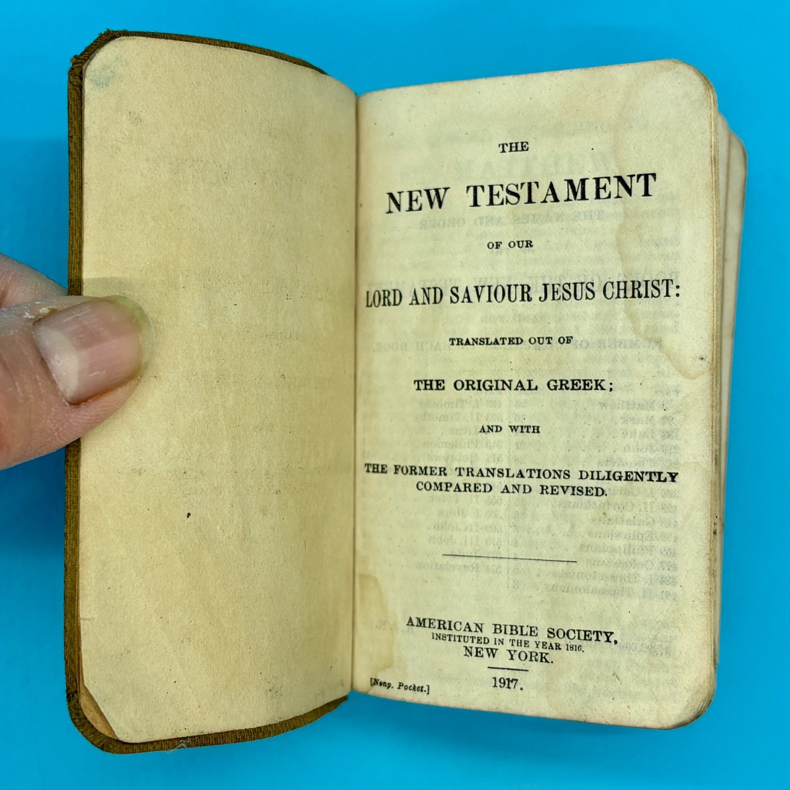 1917 New Testament Pocket Bible Army and Navy Edition