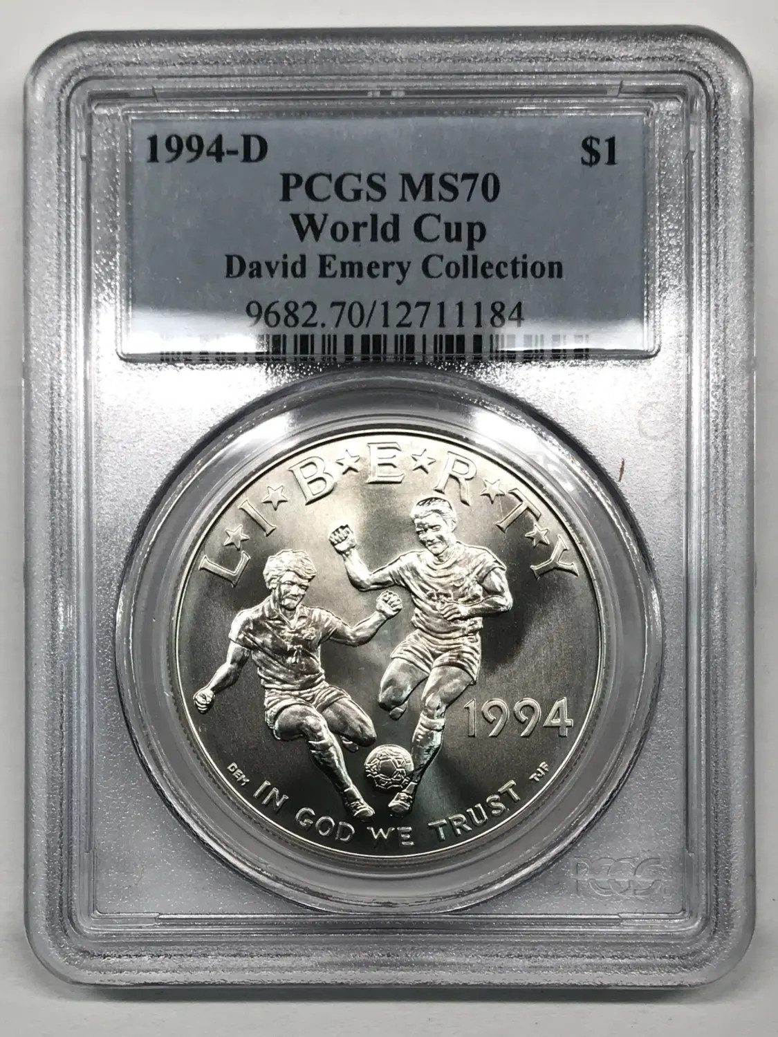 1994 D World Cup Soccer Tournament Commemorative Silver Dollar PCGS MS-70
