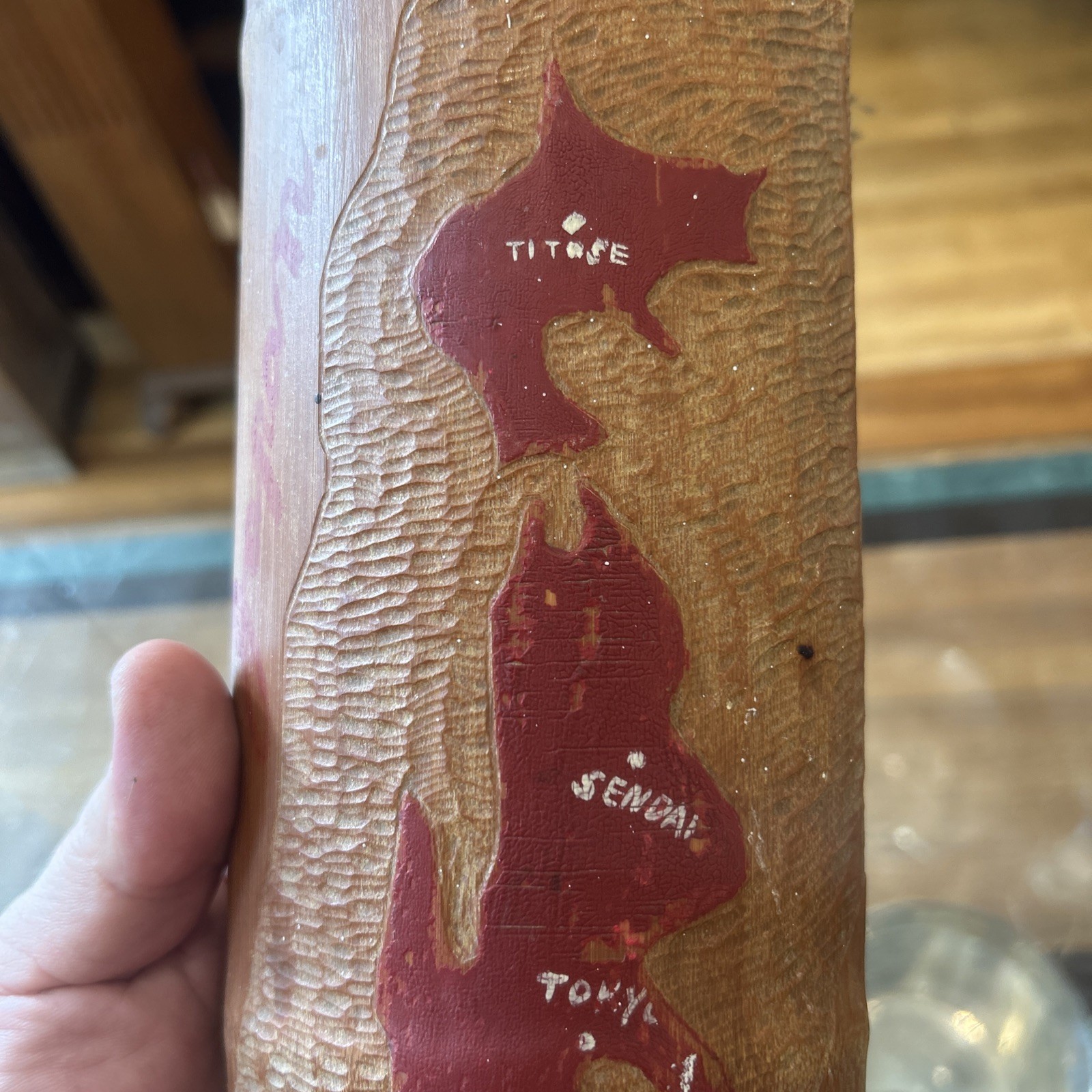 1955-58 KOREAN WAR Handmade Souvenir Map of Japan on Bamboo w/Military Bases