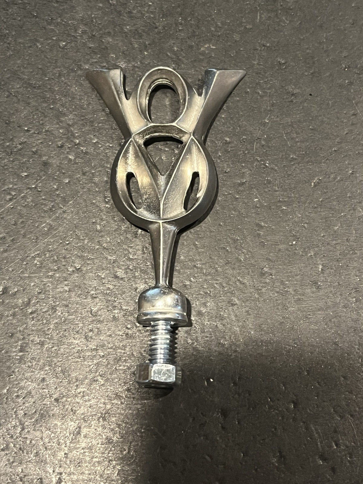 V/8  symbol  car hood ornament Old Skool  Rat Rod, Hot Rod