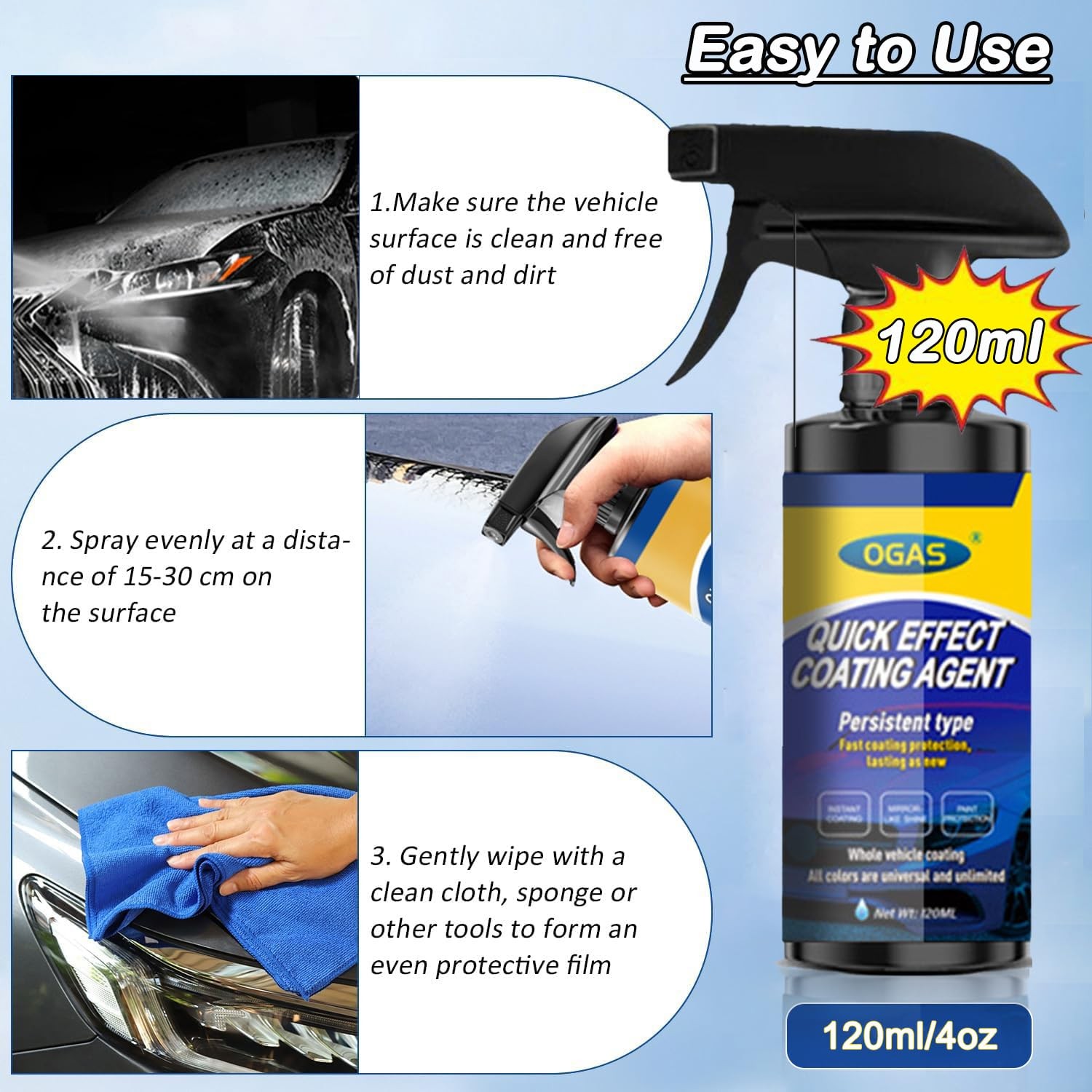 Quick Effect Coating Agent, Ceramic Coating Spray for Car Wax Polish Paint Scrat