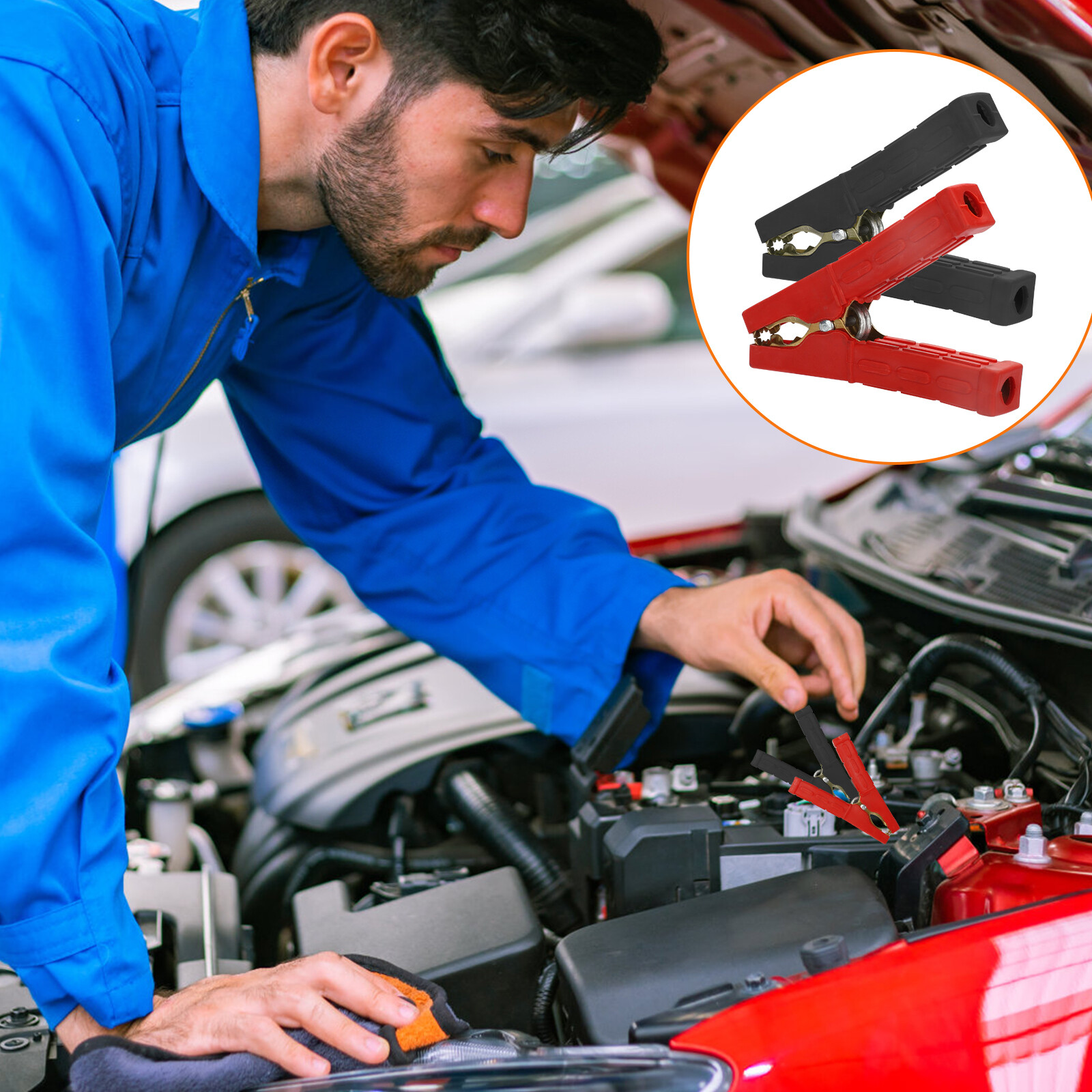 2PCS Heavy Duty Car Battery Clip Cables Alligator Clips Charger Clamp Tool Set