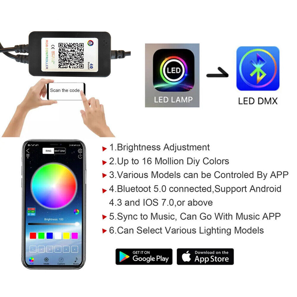 8Pods RGB LED Rock Lights Kit Underbody Light Bluetooth Underglow Remote Control