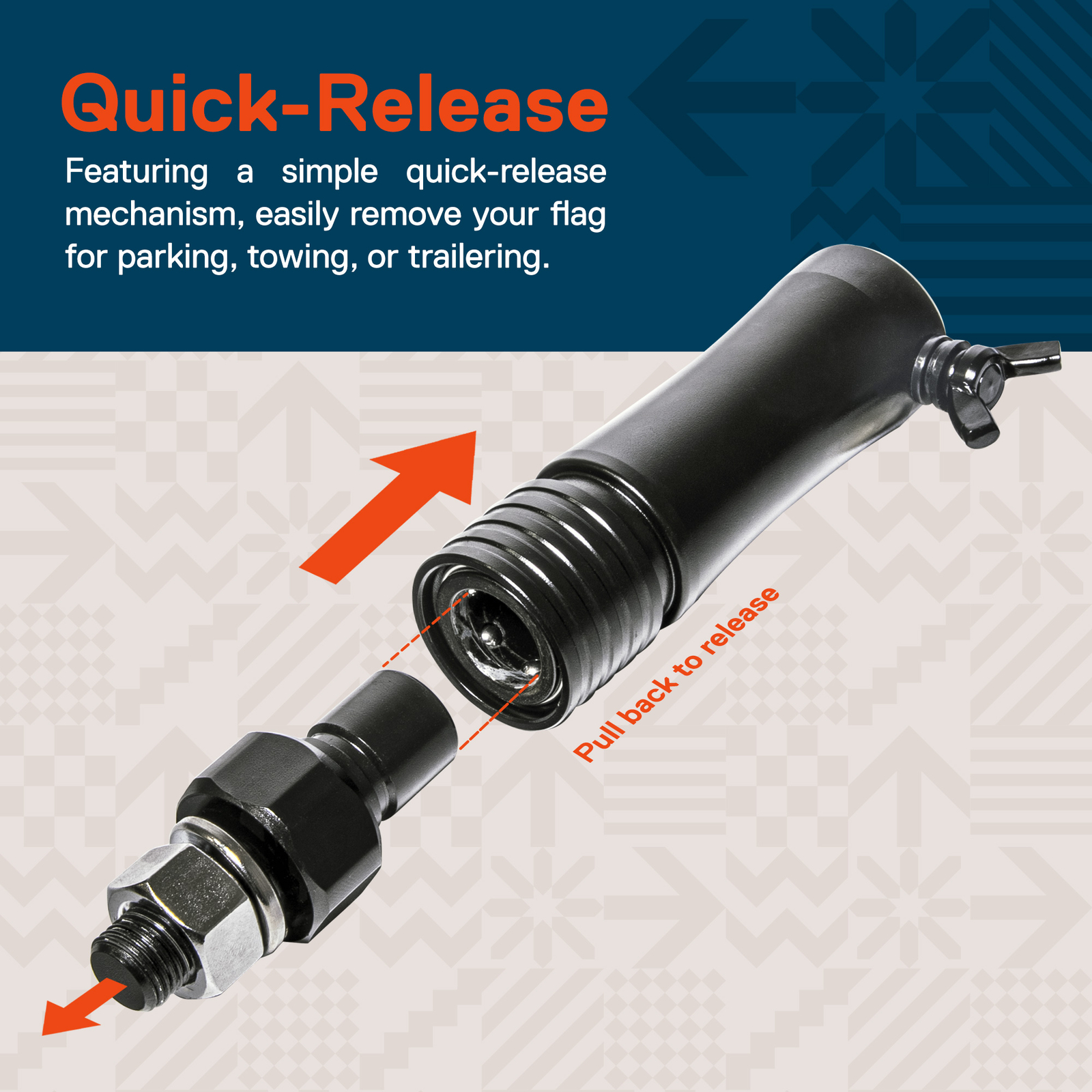 Quick-Release Off-Road 1/4" 5/16 flag pole holder ATV UTV LED Whip Mounting Base