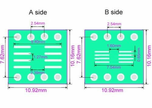 20-63 pcs SOP8 SO8 SOIC8 TSSOP8 MSOP8 to DIP8 Adapter PCB Converter Board Qnt