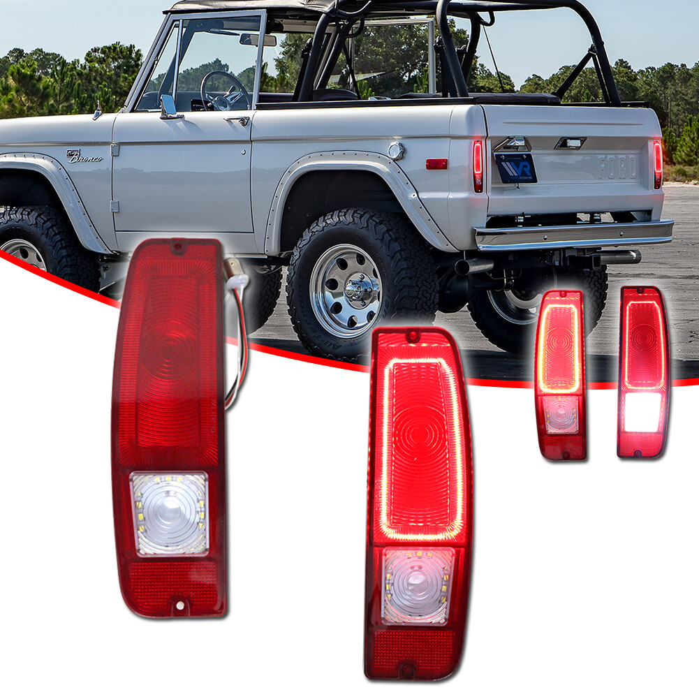 Pair (2) 1967-1972 Ford Truck 1967-1977 Bronco Red Tail Lights Taillamps LH+RH