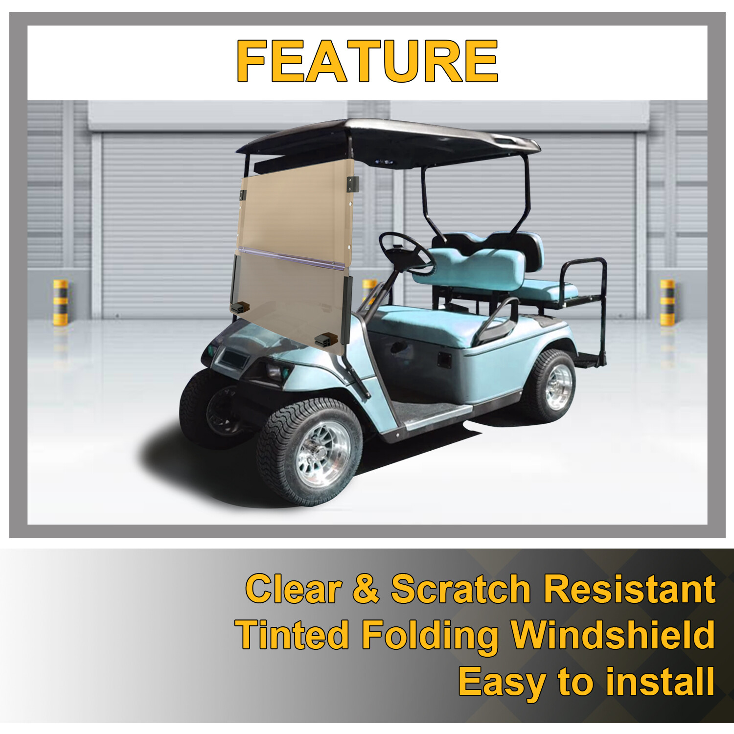 Tinted Fold Down Golf Cart Windshield Windscreen For EZGO Marathon 1986-1994.5