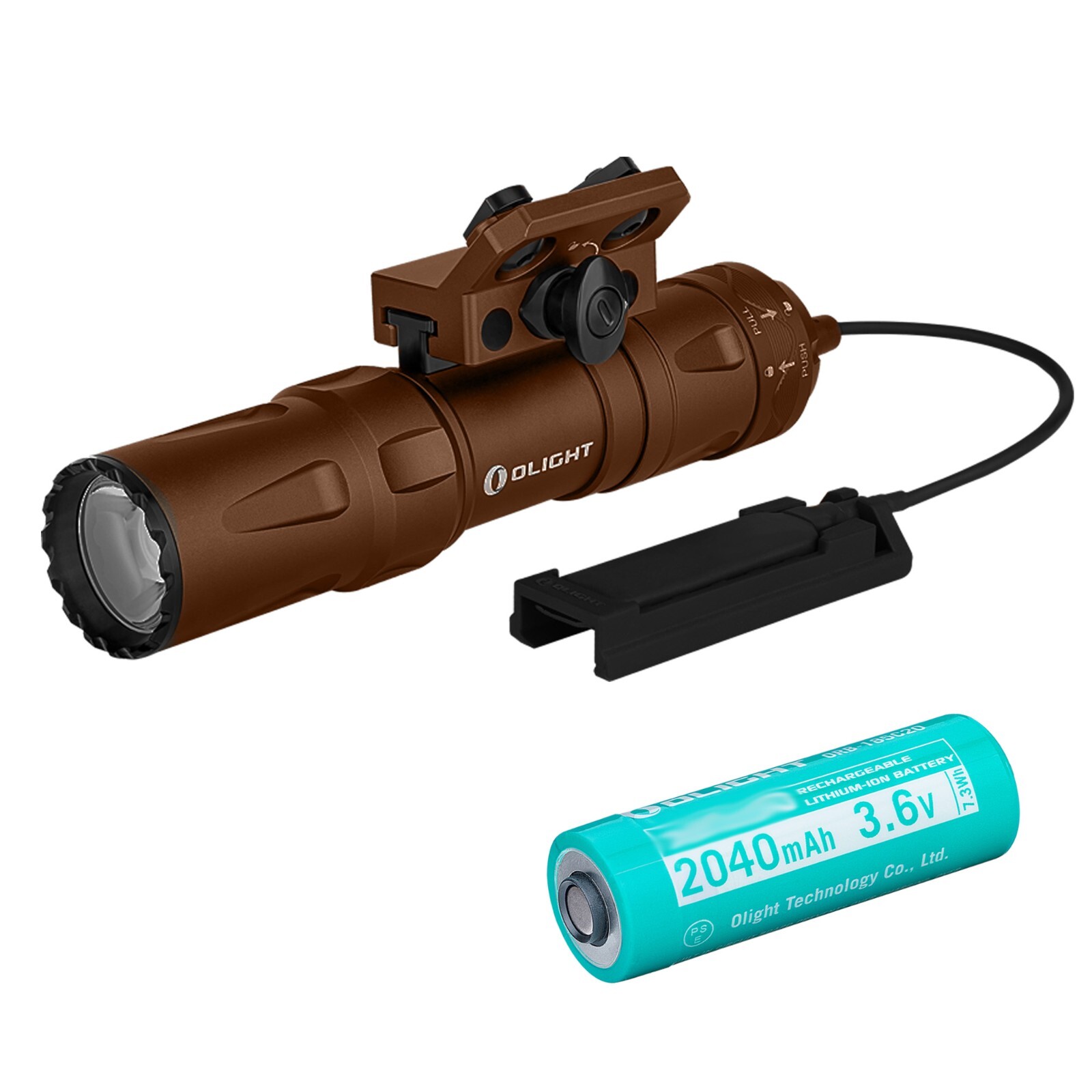 Olight Odin Mini Desert Tan 1250 Lumen Rechargeable Rail Mount Flashlight Kit