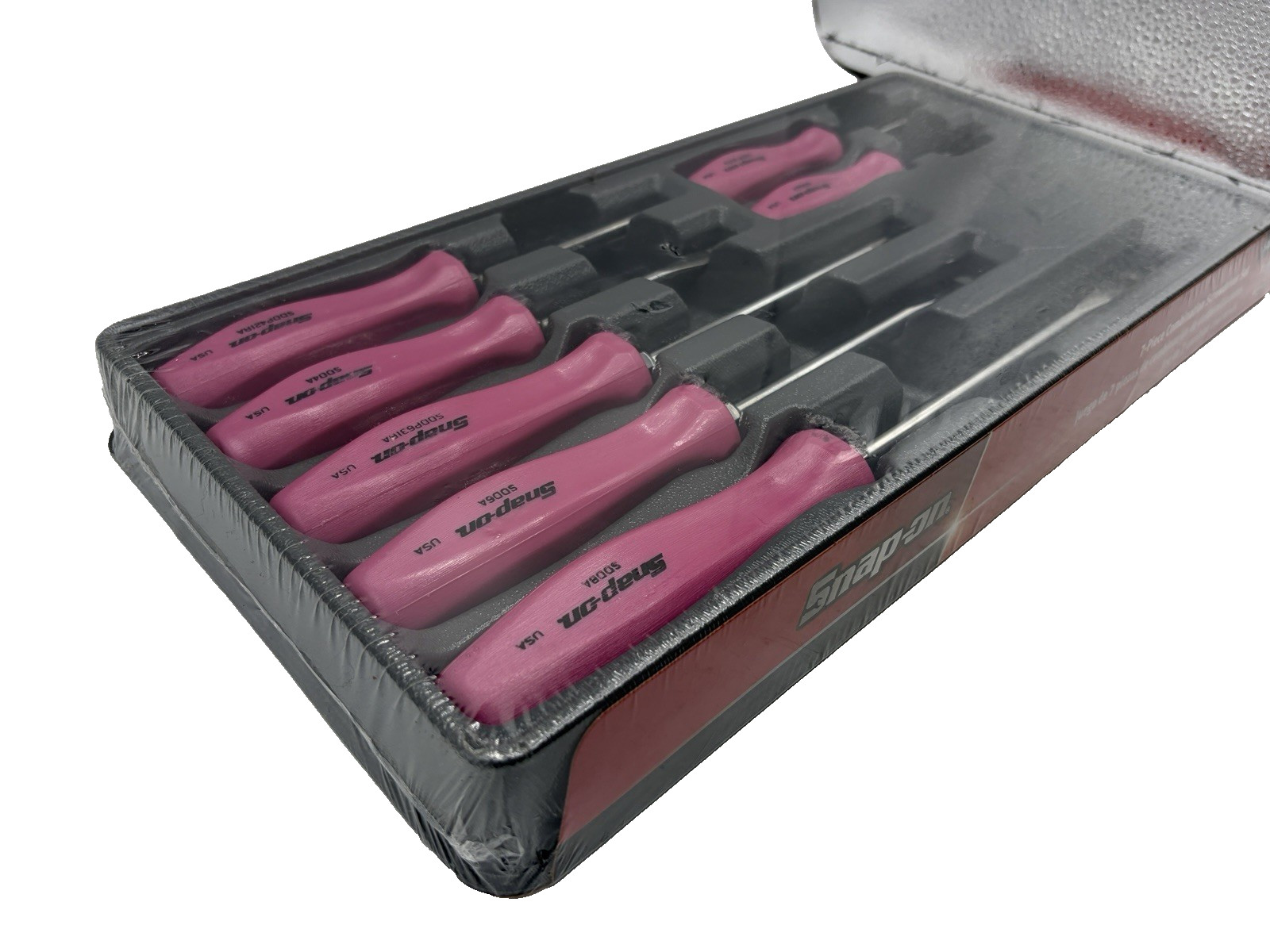 Snap On Tools Pink Hard Handle Combination Screwdriver Set SDDX70APP 7 Piece New