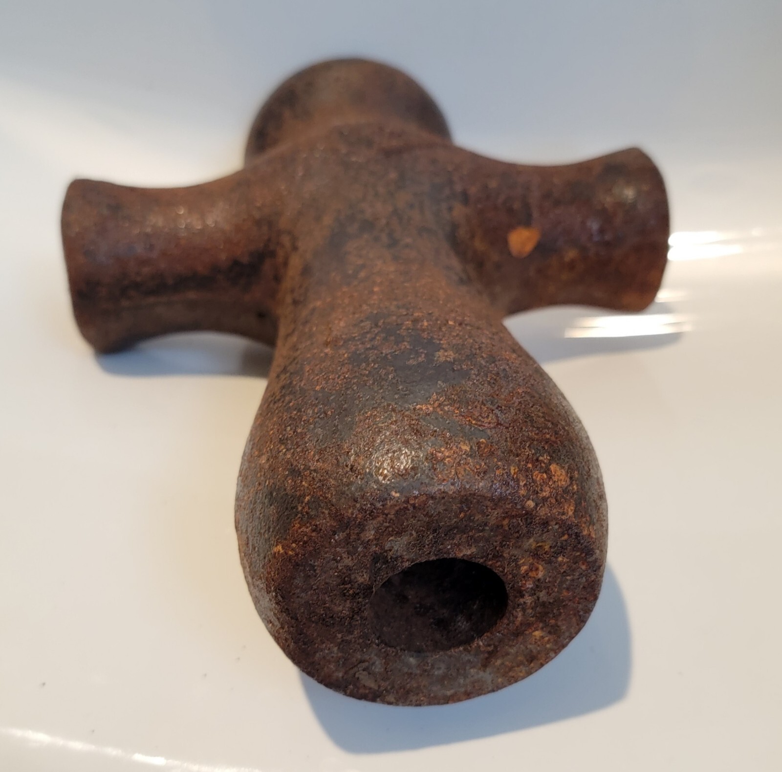 Curious Antique 9" Cast Iron Cross Bollard Mooring/Hay Budden/Nautical? MARKED