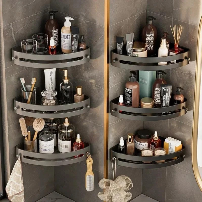 3 Tier Corner Shower Caddy Shelf Bathroom Corner Bath Storage Holder with 6 Hook