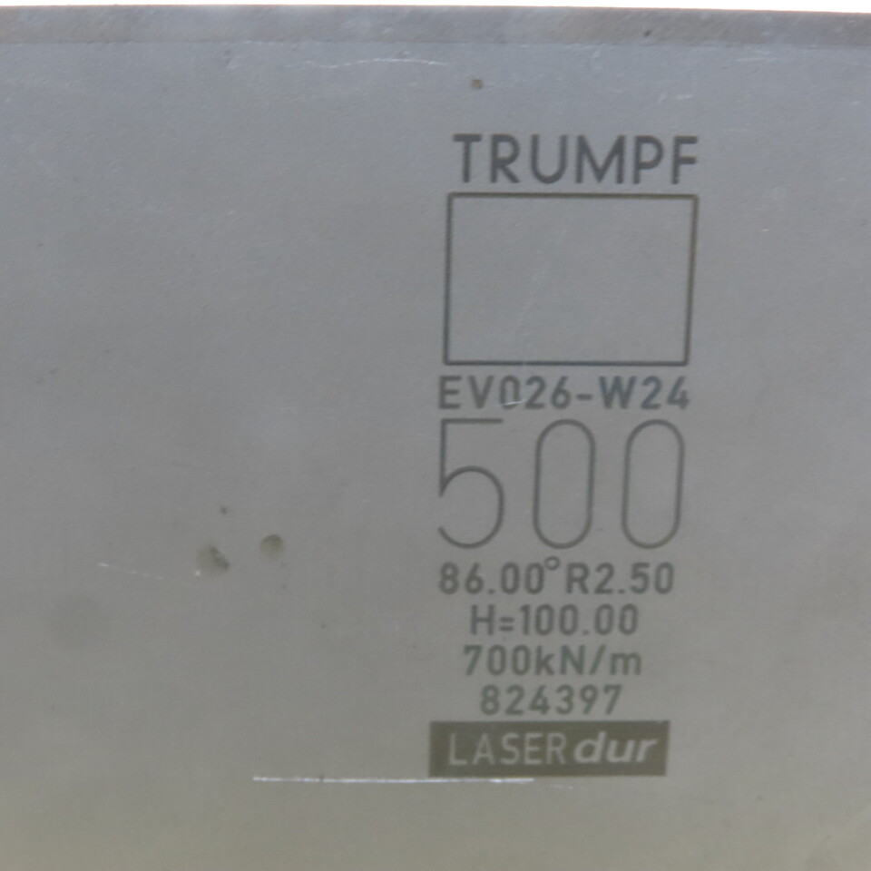 Trumpf 824397 EV026-W24 Brake Press Die 86° 500mm Wide R2.50 H=100mm Laser dur