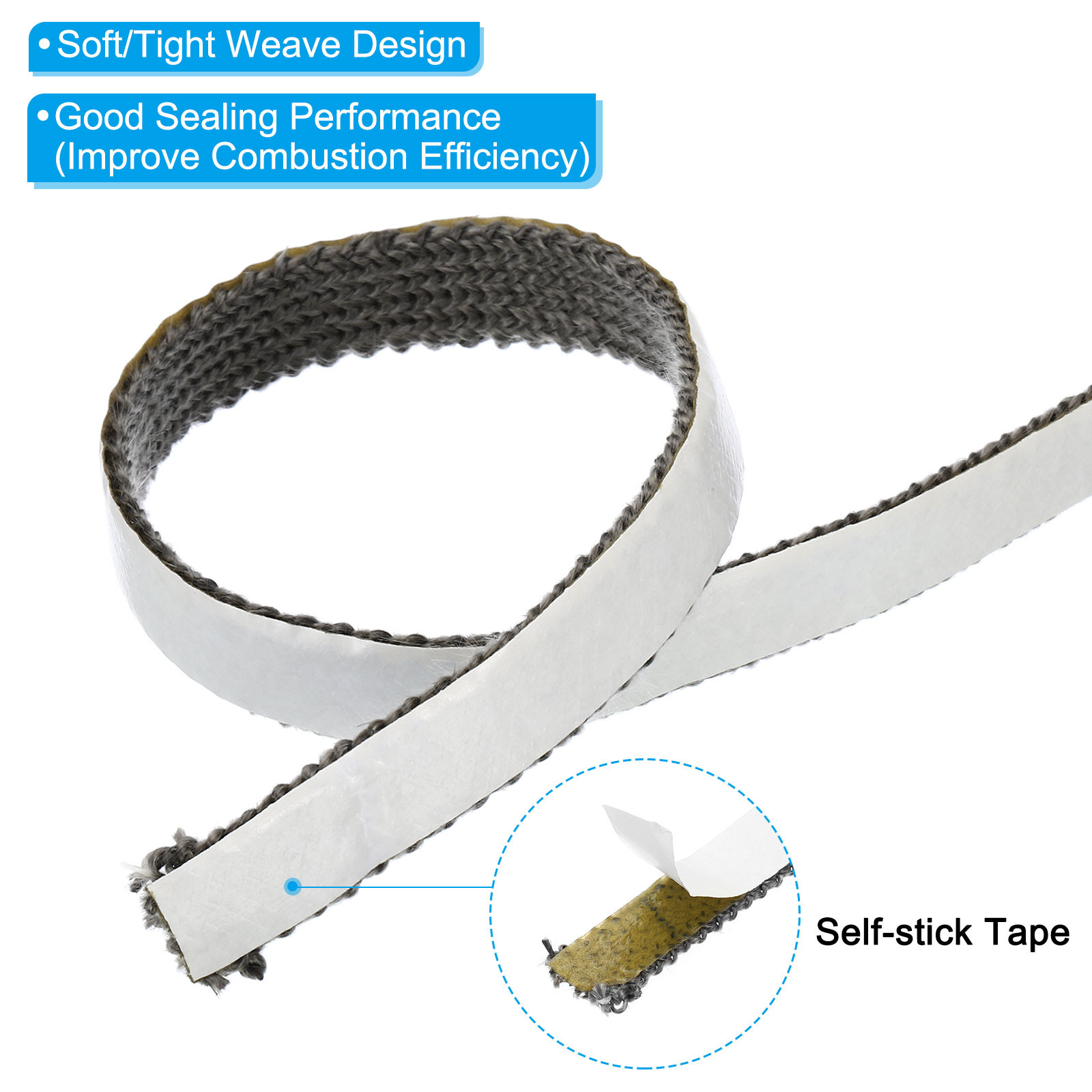 5/8"x 1/8"x73" Wood Stove Gasket Flat Self Adhesive Seal Rope Black