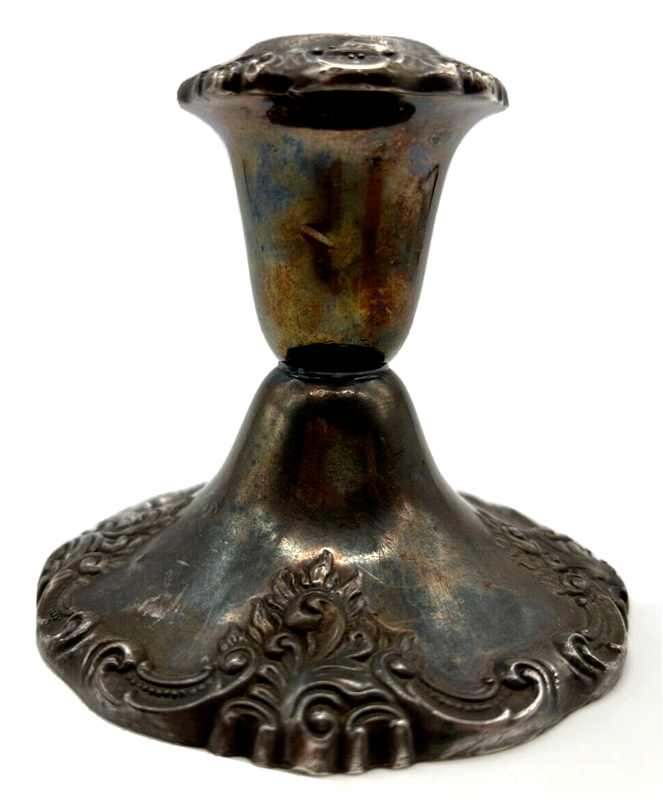 Wallace Baroque Pair of Silver Weighted Candlesticks 750