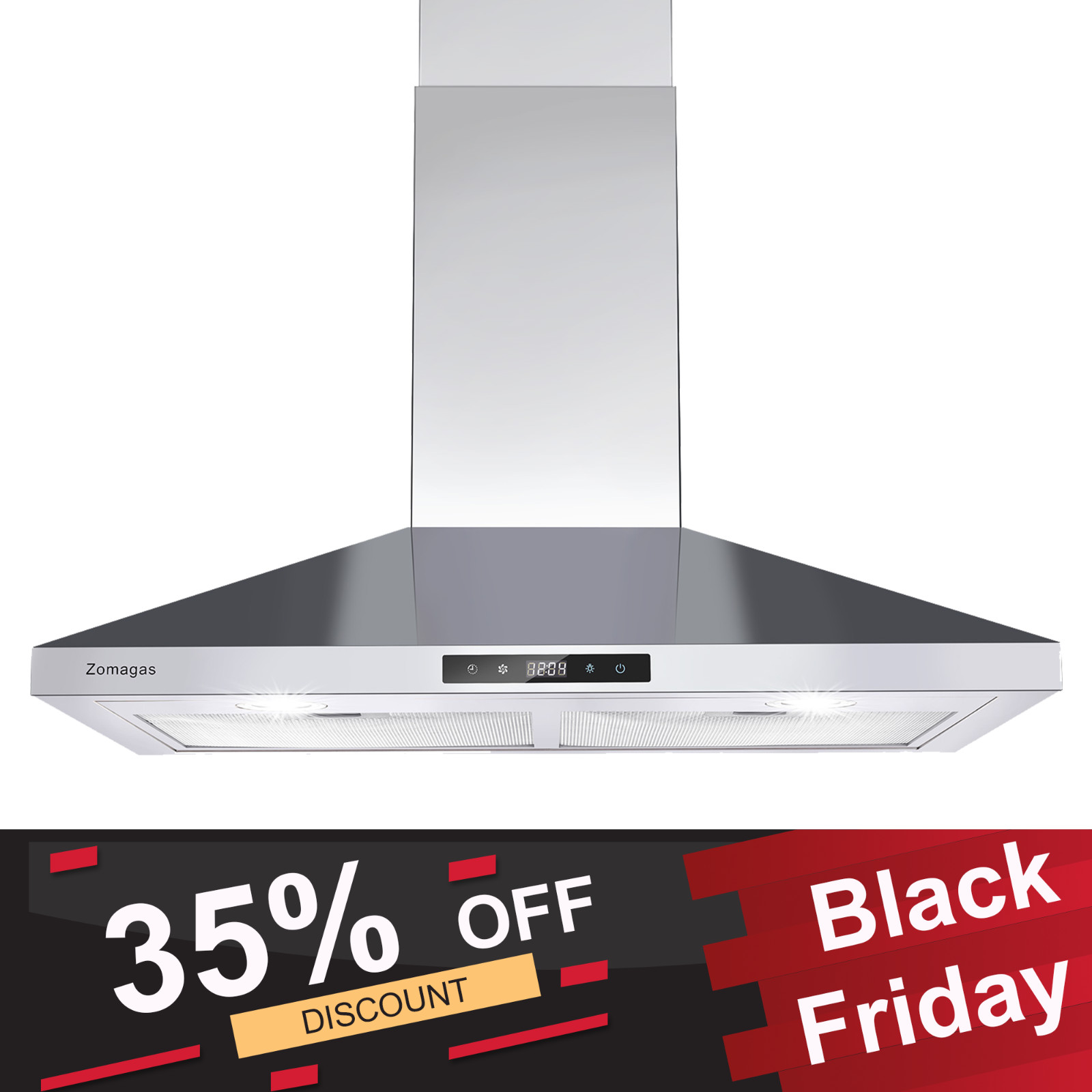 Wall Mount Range Hood 30inch Stainless Steel Vent 450CFM Touch Panel w/LED NEW