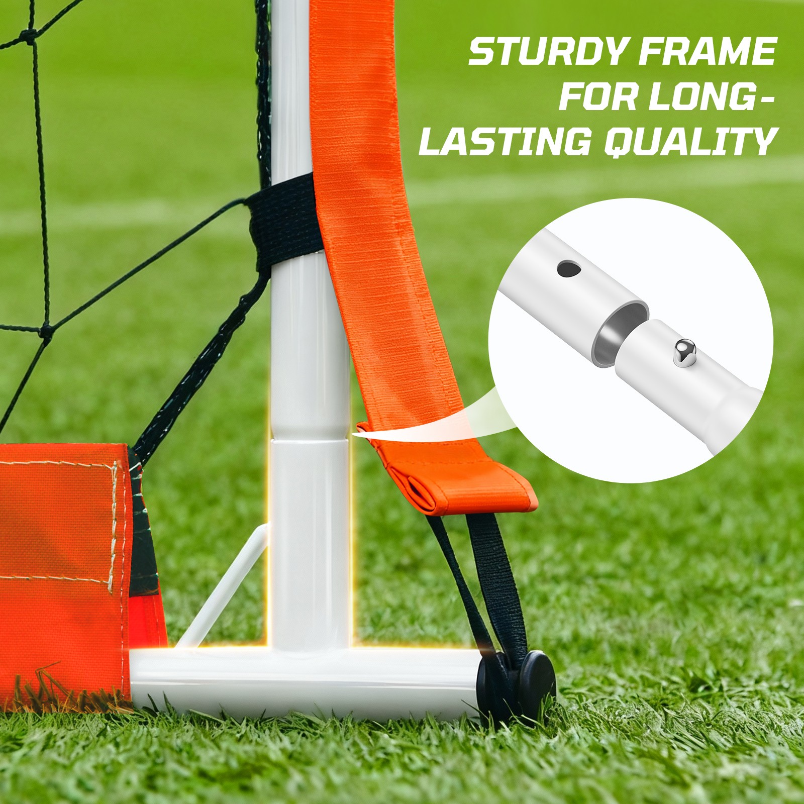 Portable Soccer Net 12x6ft Soccer Goal for Backyard Steel Frame with Net, Ladder