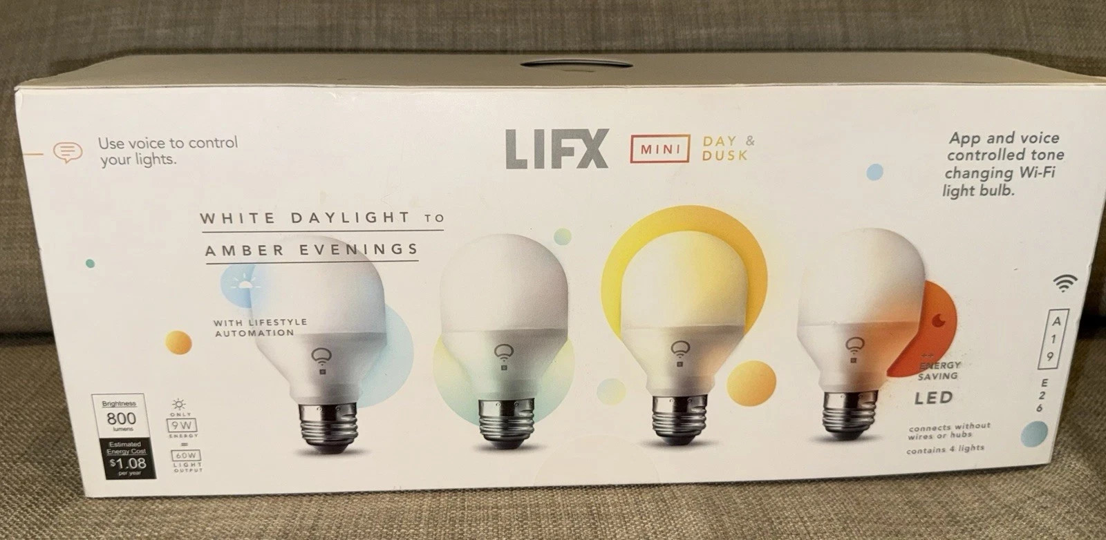 4-Pack LIFX Mini Color (A19) LED Light Bulbs B22 Bayonet Cap A60 800 Lumens