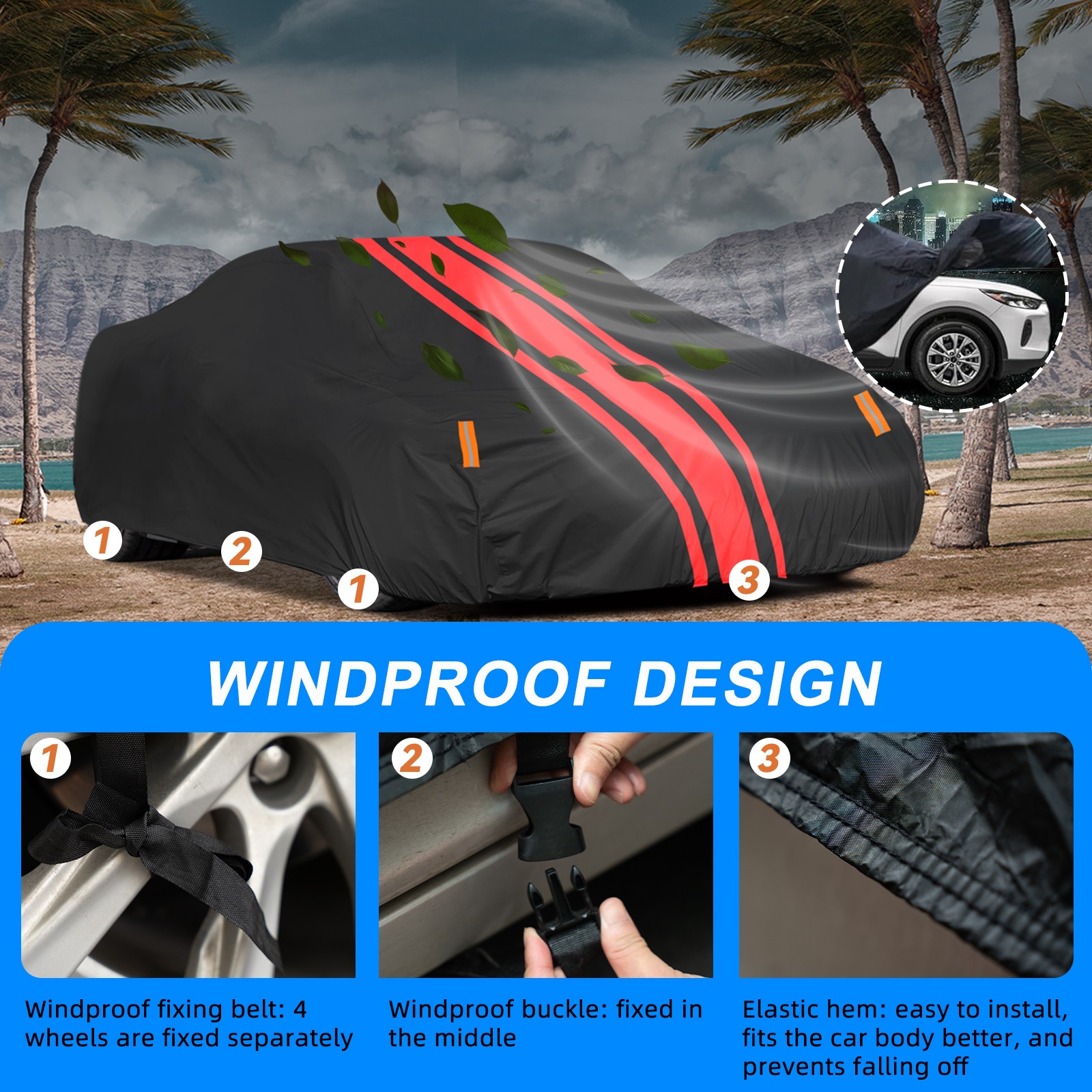 6 Layer Car Cover Custom 100% Waterproof For FORD MUSTANG All Weather Protection