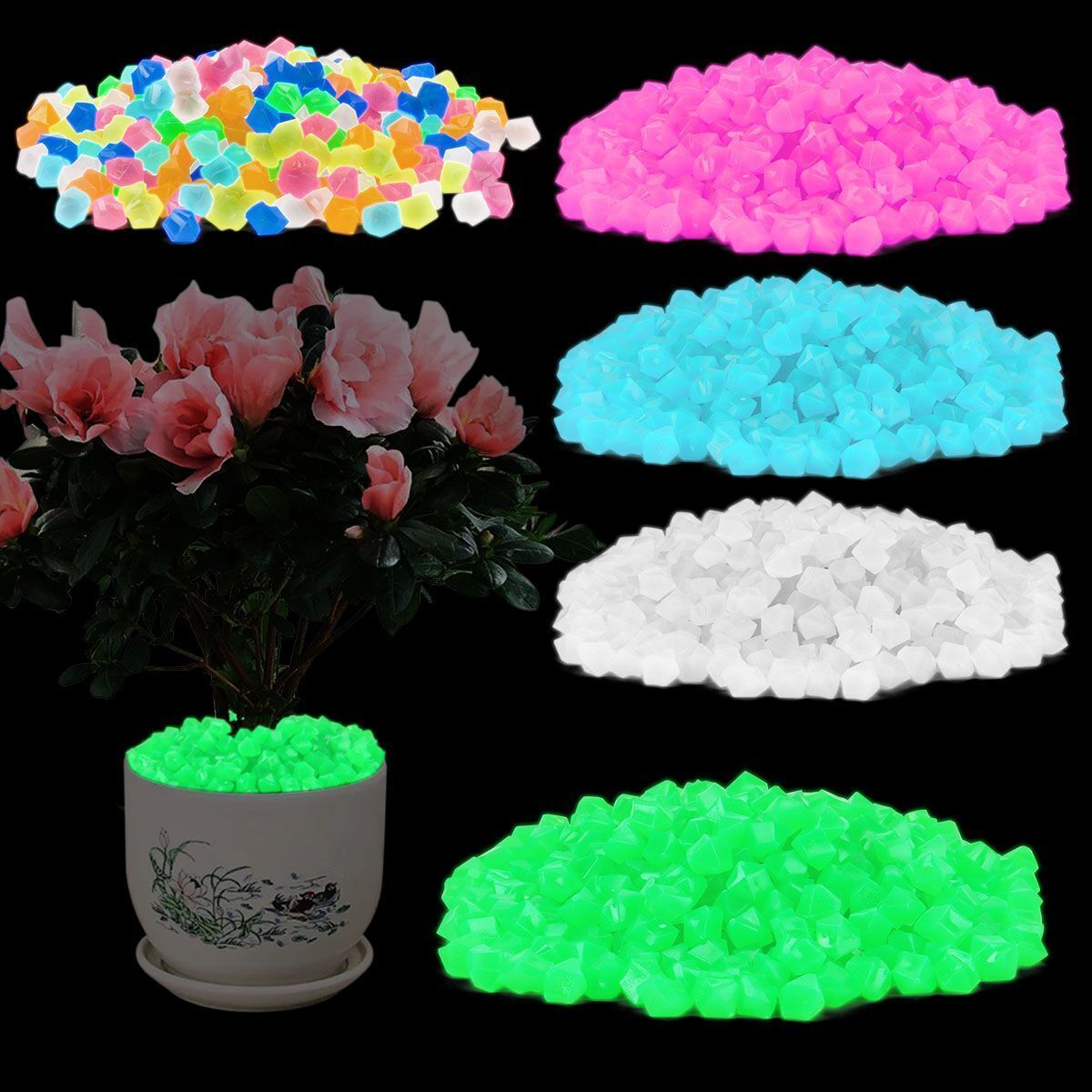 600/300x Glow in The Dark Pebbles Garden Glowing Rocks Fish Tank Luminous Stones