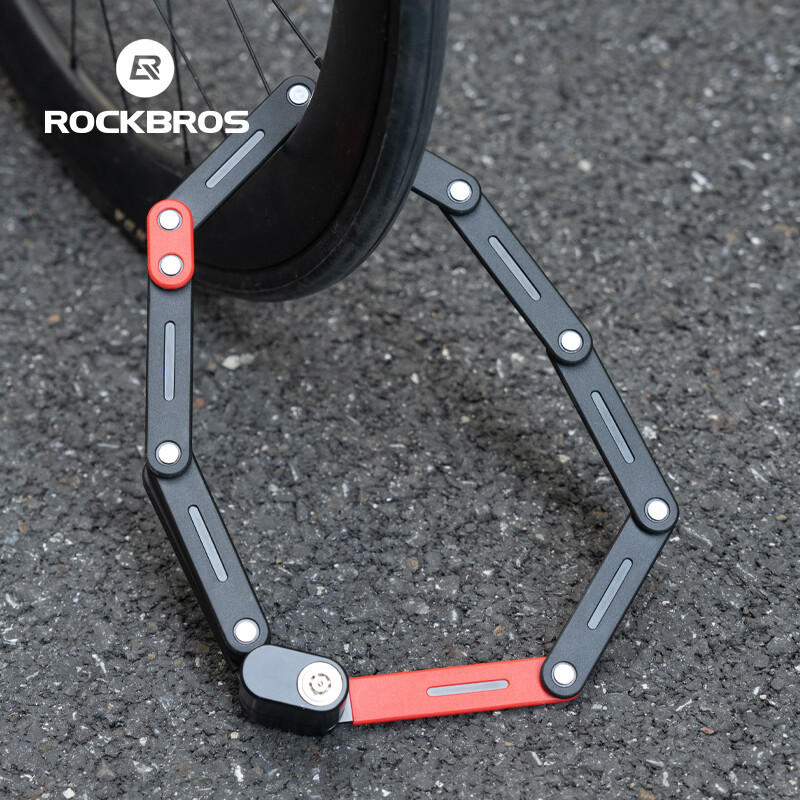 ROCKBROS Bike Folding Lock Heavy Duty Lock Anti-theft Portable &Mounting Bracket