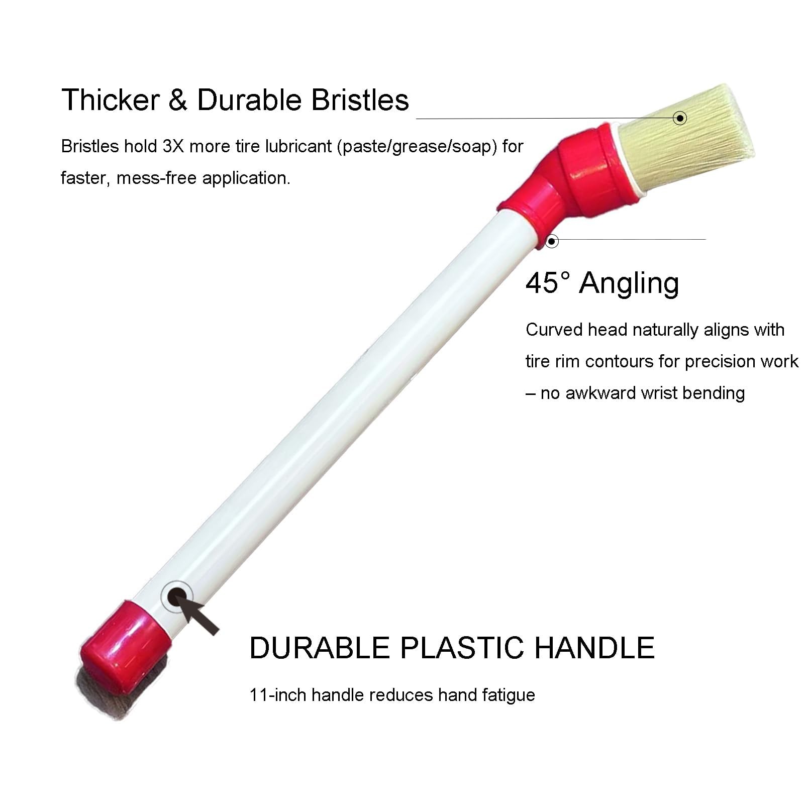 Tire Lube Brush Applicator Swab (4-Pack),11" Plastic Handle and 45° 11, 2025