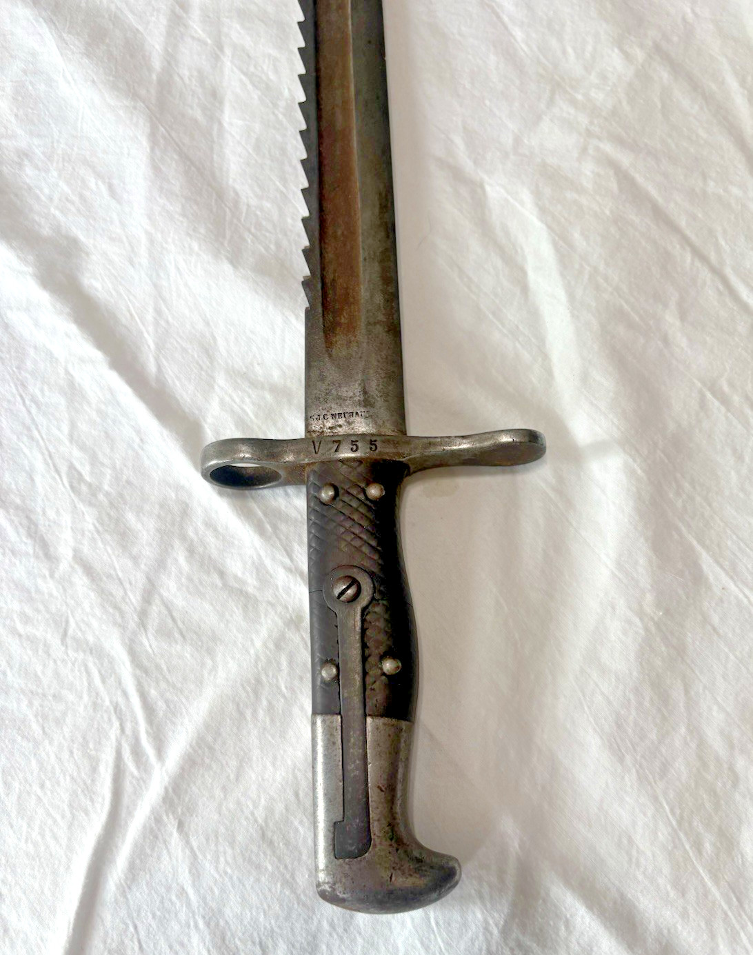 Swiss Vetterli Neuhausen Saw back Bayonet S.J.C. NEUHAUSEN 24"