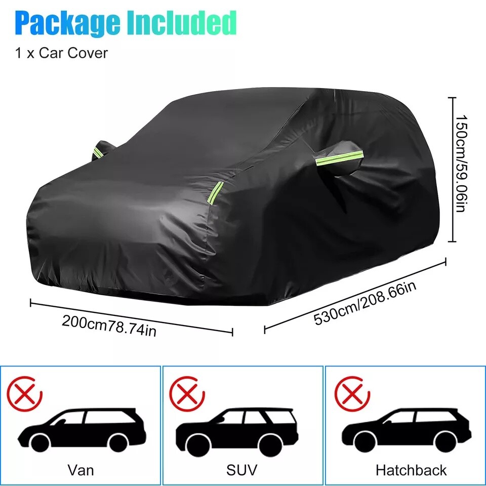 Heavy Duty Waterproof Full Car Cover All Weather Protection Outdoor Dustproof US