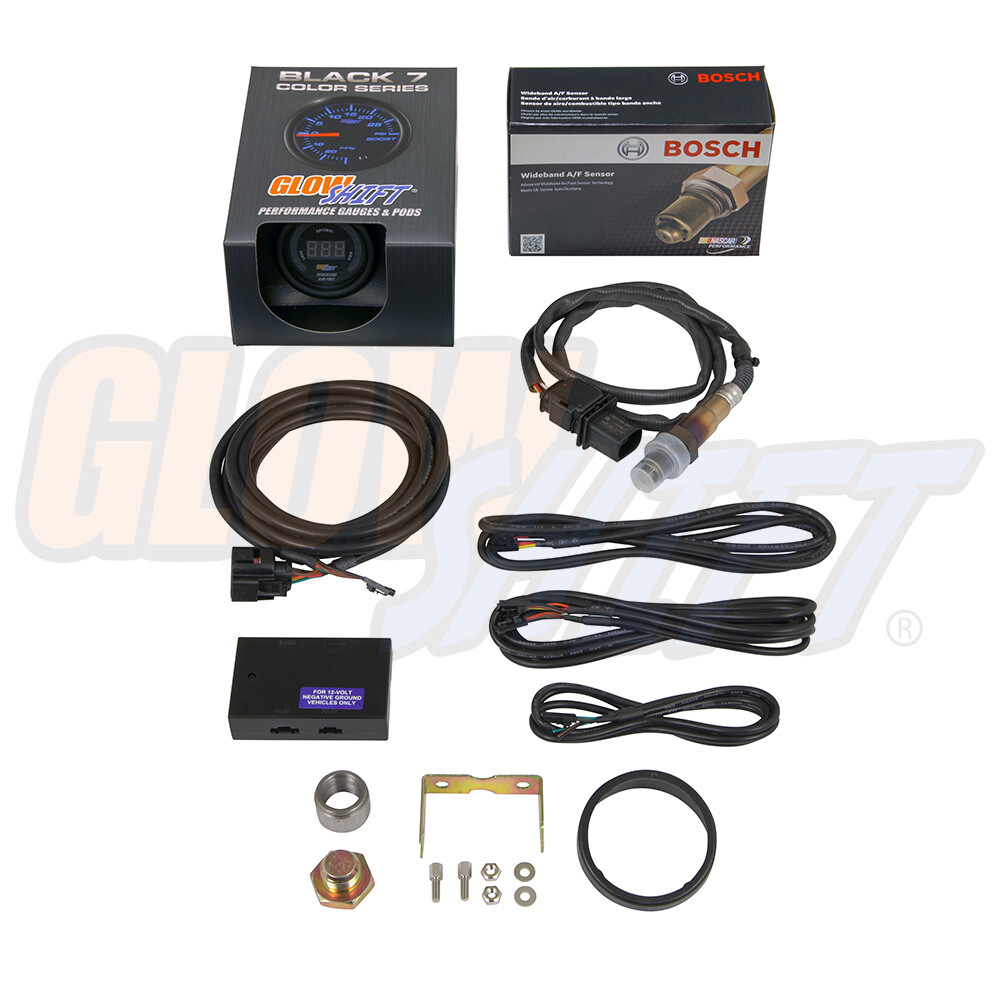 GlowShift Black Face Wideband Digital Air/Fuel Ratio AFR Gauge w Data Logging