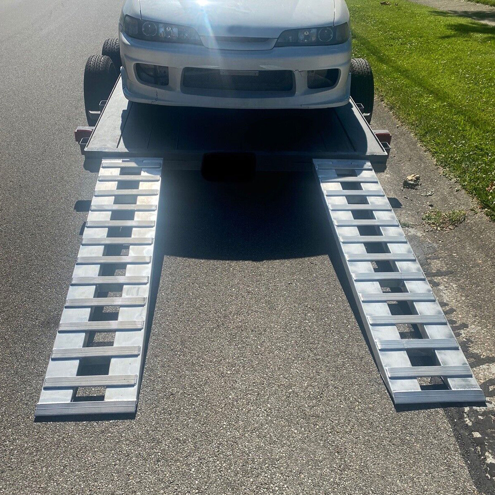 Pair Of 80" X 15" Aluminum 6000 LBS Truck Car Auto Trailer Ramps Hook End Knife