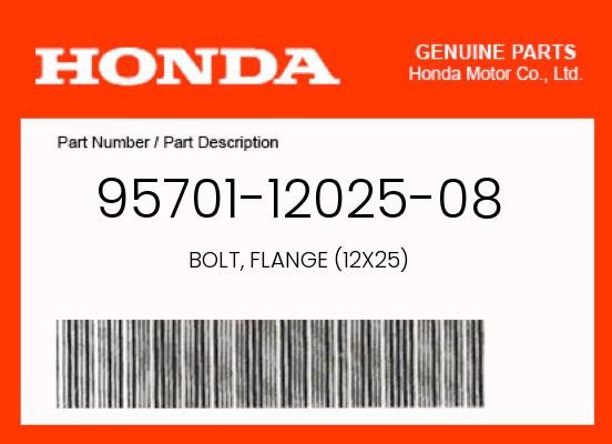 Honda Genuine Bolt, Flange (12X25) - 95701-12025-08