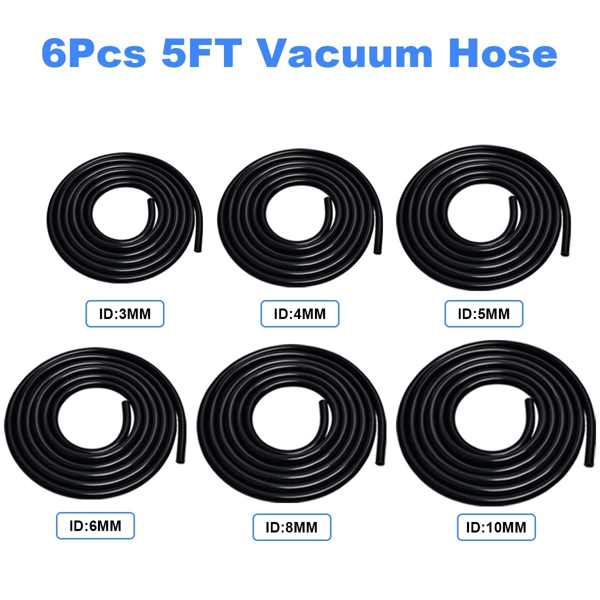 6Pcs 5Ft Car Vacuum Hose Line Pipe Kit +113 Connectors Automotive Replacement