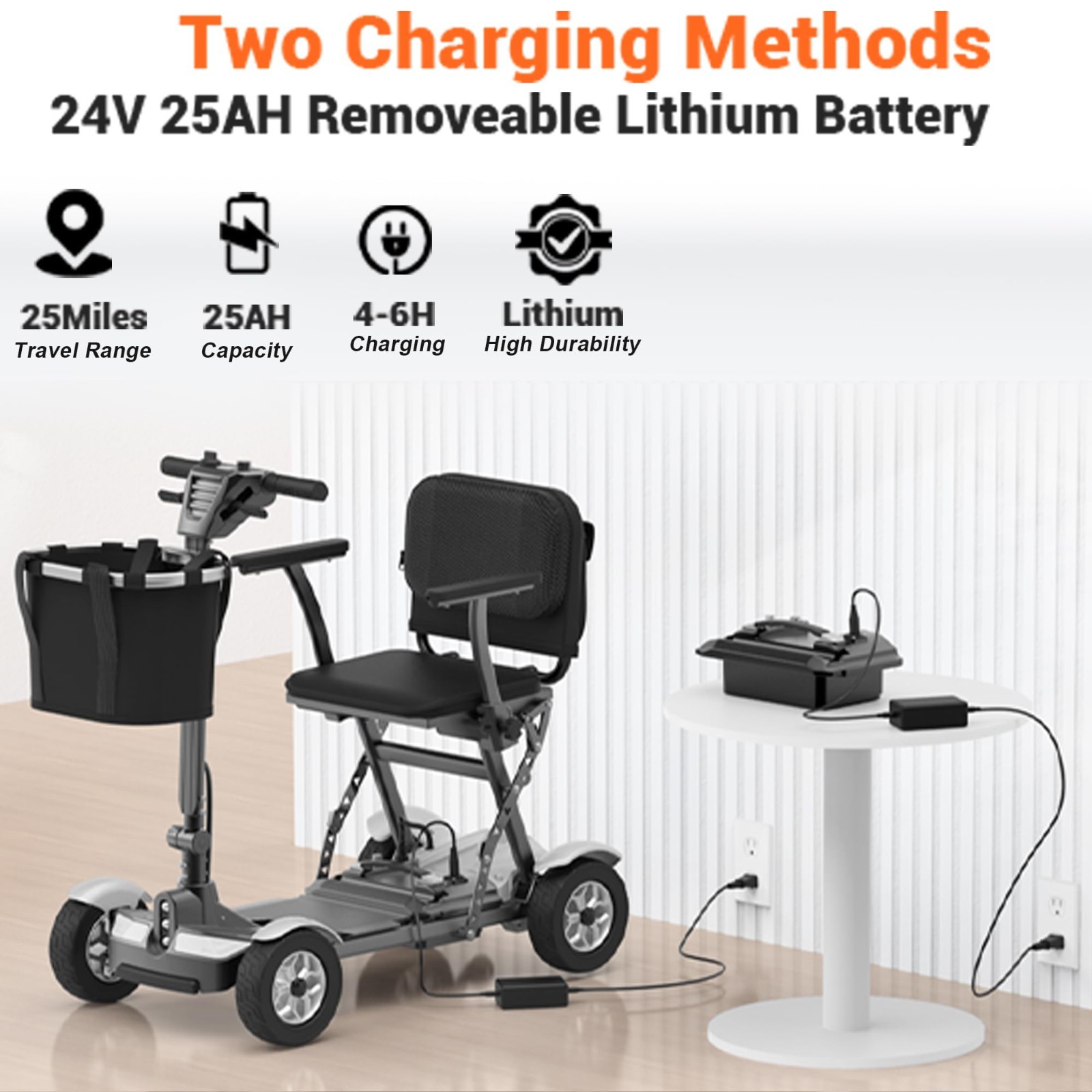 Foldable 4-Wheel All-Terrain Electric Mobility Scooter for Adult,Airline Approve